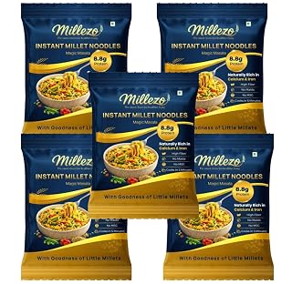 Millezo Instant Millet Noodles, High Protein, Little Millet, 60 g Each, Pack of 5 (300 g)
