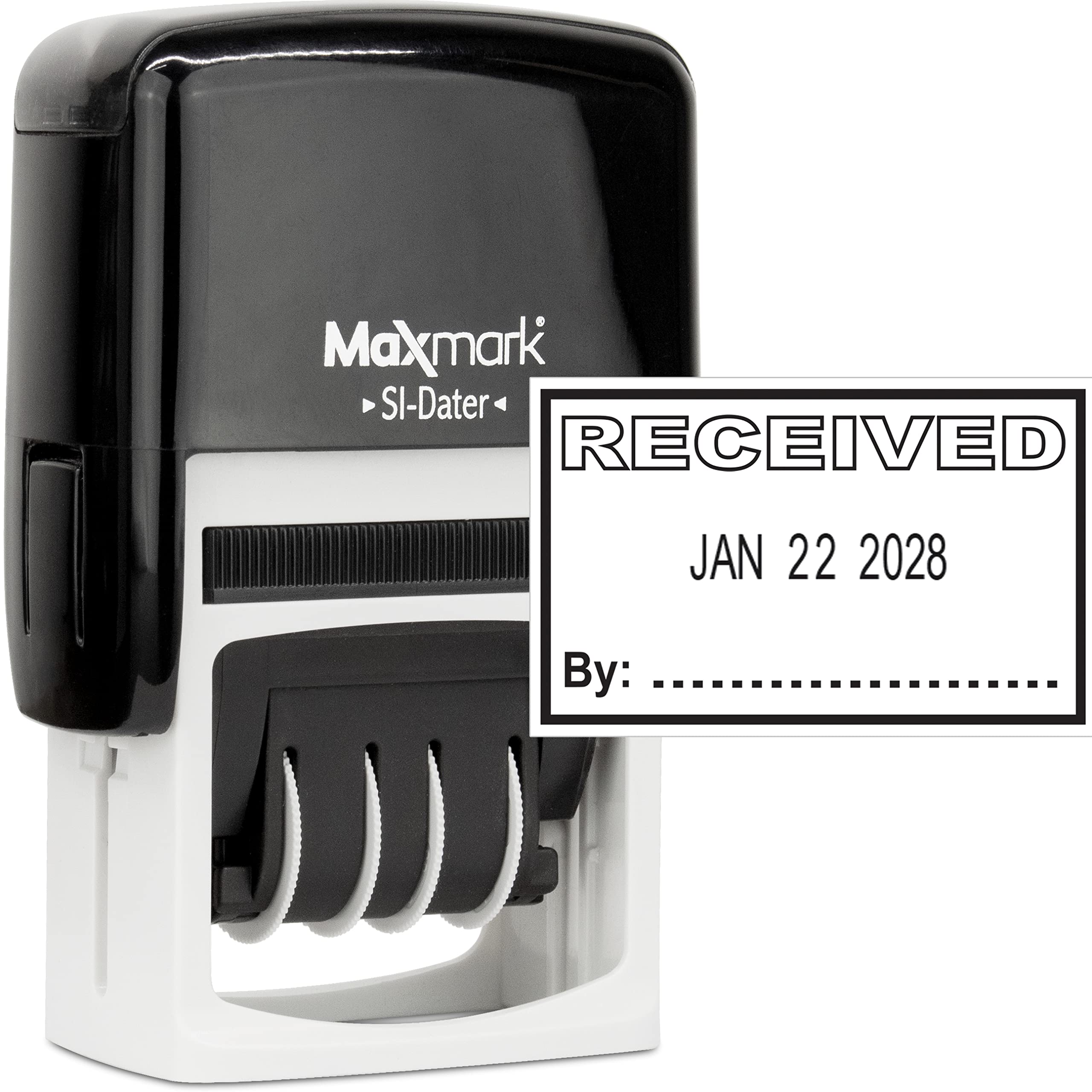 MaxMark Office Date Stamp with Received Self Inking Date Stamp - Black Ink Received