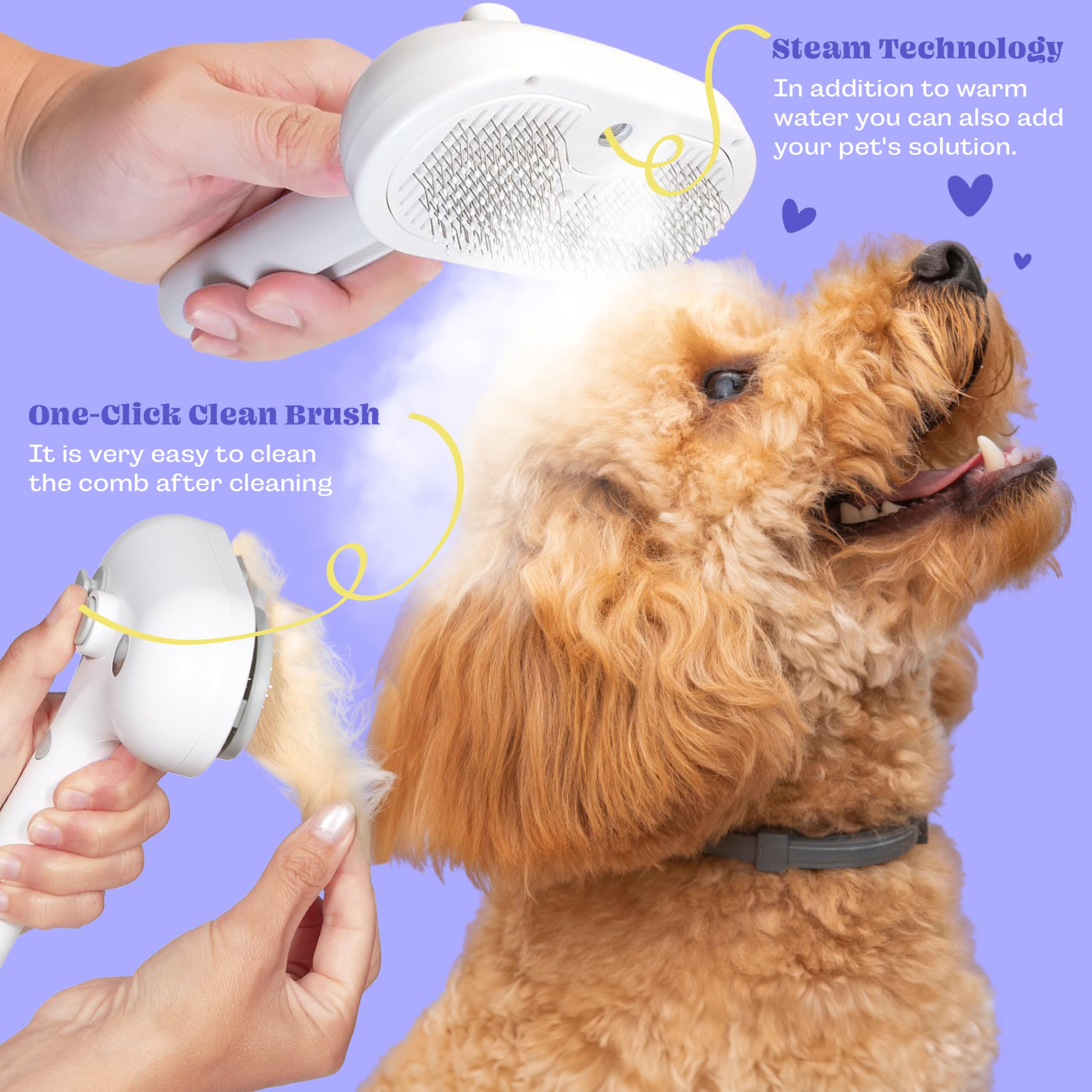 Brosse à vapeur pour chat, brosse rechargeable en silicone pour la perte, outil d'épilation 3 en 1, brosse auto-nettoyante pour chat, brosse pour massage, brosse pour chien pour la perte de poils,