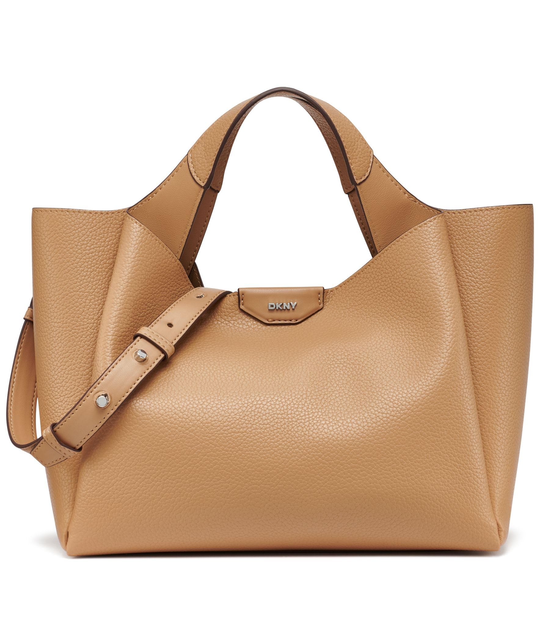 DKNY Willa Satchel, 100% Polyurethane Woman, Cappuccino, Large