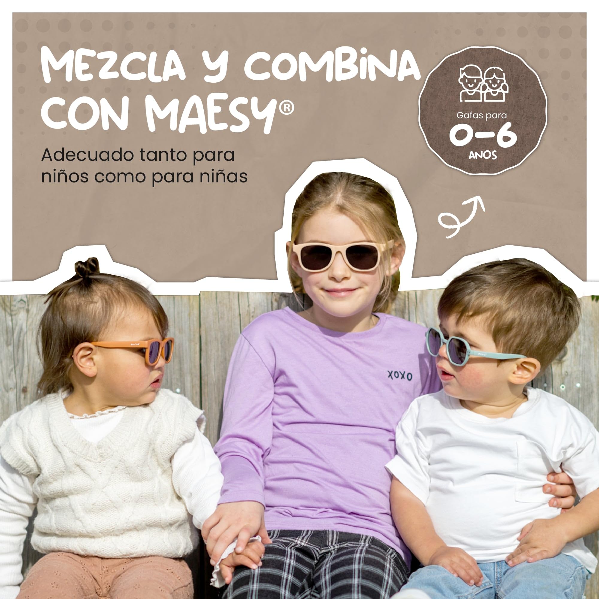 Gafas de Sol para Bebé y Niño, 1-3 Años, Protección Polarizada UV400, Montura Flexible y Blanda, Cinta Elástica Ajustable, Gafas de Sol Seguras y Cómodas para Niños, Bowi