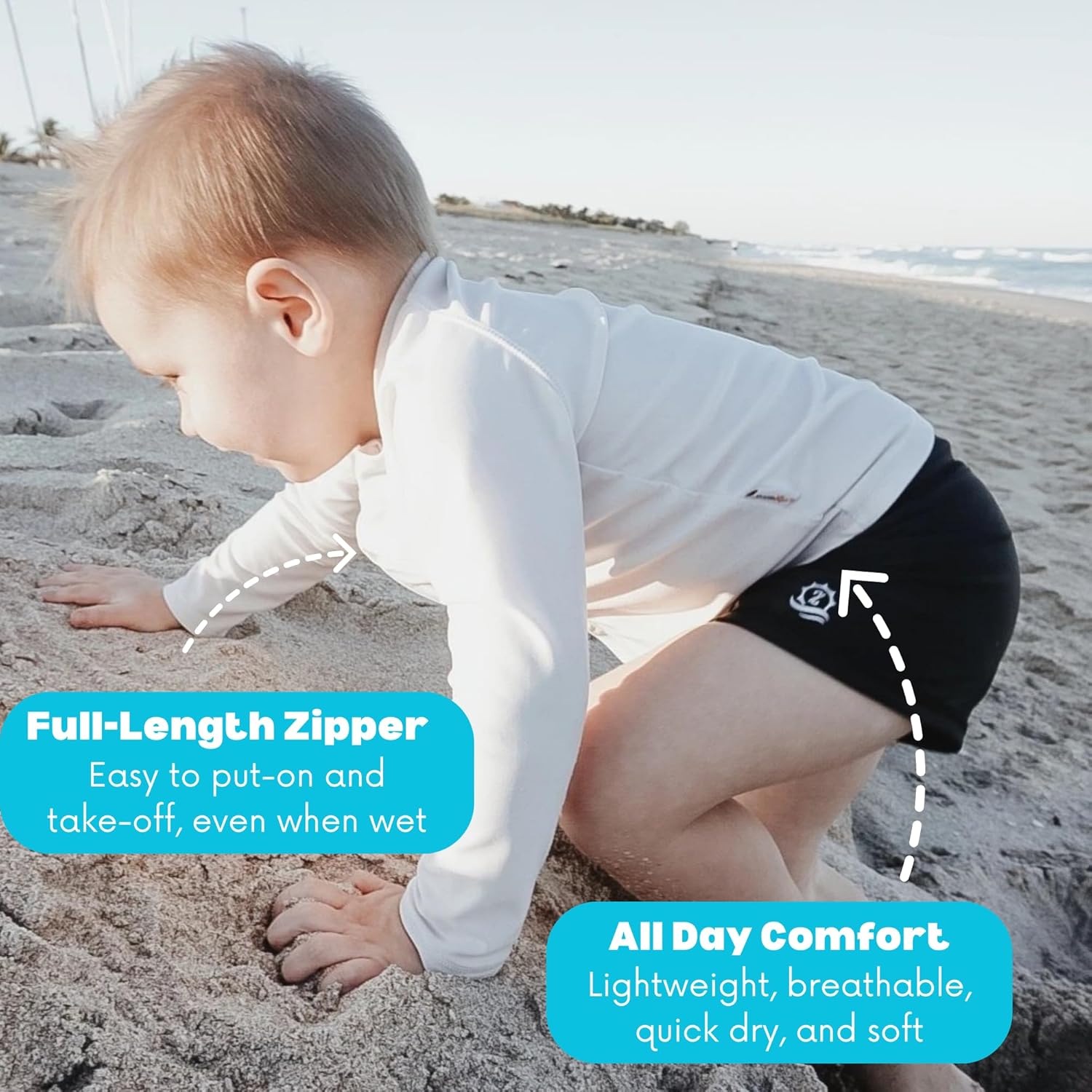 SwimZip UPF 50+ Long Sleeve Rash Guard for Boys' and Girls' - Baby, Toddler, Kids - Image 8