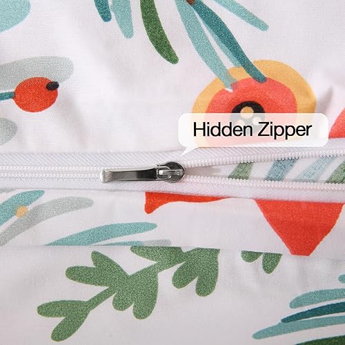 Miniatura 5 de JSD - Juego de funda de edredón floral color flor de Pascua tamaño king, 3 piezas, de microfibra suave, con estampado y cierre de cremallera