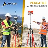 Vista 4 de AdirPro Trípode de poste de prisma – Trípode de poste de aluminio – Uso para poste de levantamiento, varilla Rover, poste GPS, personal de Rojo