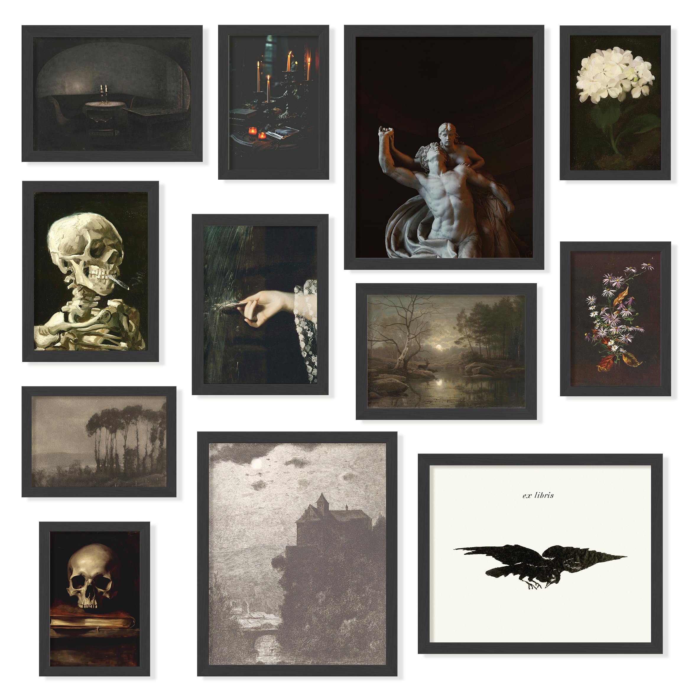 97 Decor Dark Academia Decor For Bedroom - Gothic Home Decor Aesthetic, Moody Dark Academia Wall Art, Vintage Halloween Posters For Room Aesthetic, Spooky Gothic Pictures Goth Decorations (UNFRAMED): Dark Academia BLACK FRAMED