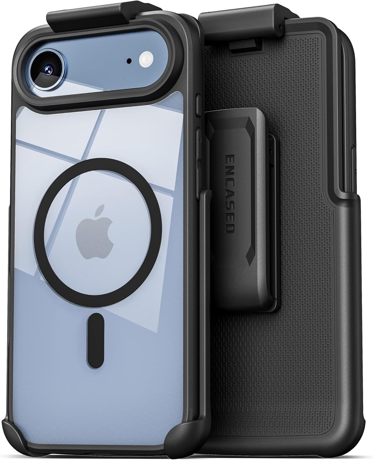 Encased SlimShield for iPhone Air Belt Clip Case with Phone Holster (Compatible with MagSafe) Clear Black