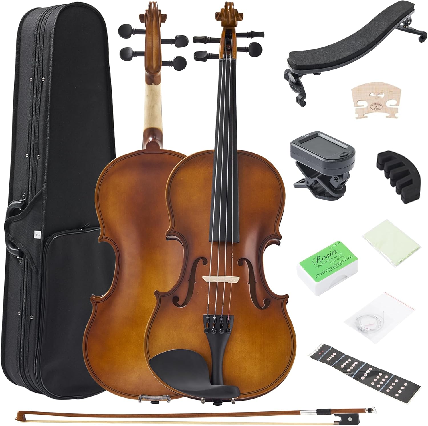 FDT&ENJOY Violin for Beginners Adults,1/2 Acoustic Violins, Beginner Kit For Student Include Violin Case, Violin Rosin, Violin Bow, Violin Bridge, Violin Strings, Violin Shoulder Rest 1/2 violin Brown Matte (Basswood)