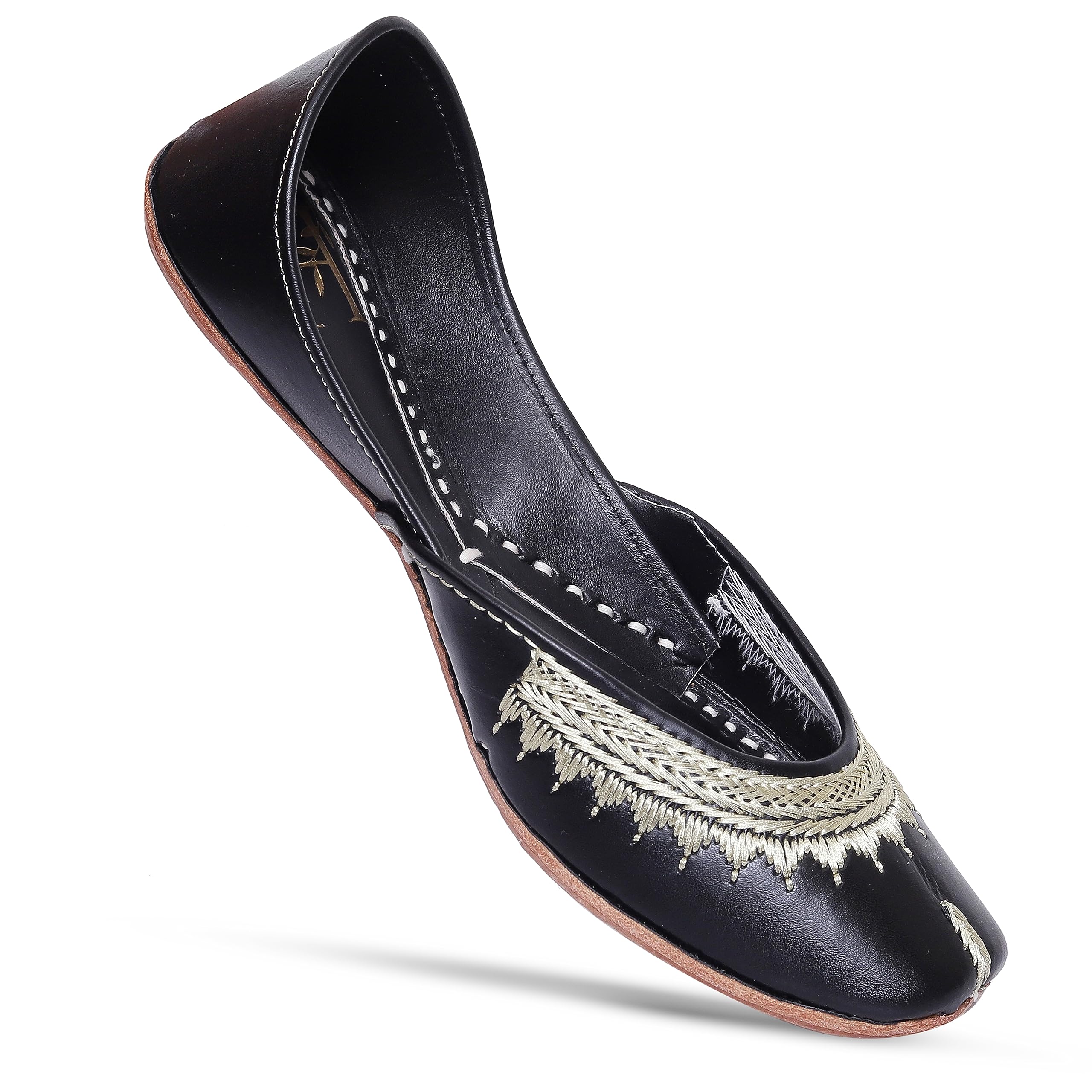 Black Zari Women's Jutti, Mojari Traditional Punjabi Jutti, Ethnic Shoes Handmade Leather Punjabi Jutti, Embroidered Rajasthani Jaipuri Wedding Bridal Jutti