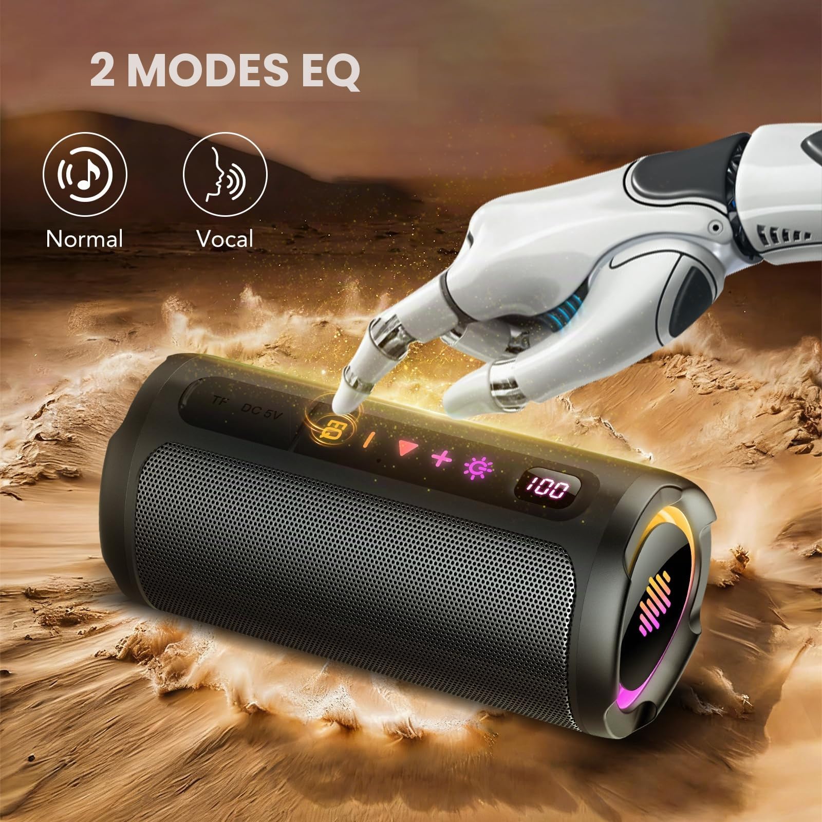 aowoka Enceinte Bluetooth Puissante sans Fil avec Lumière LED, Écran Numérique Haut-Parleur Portable 20W, Basses Améliorées, Autonomie 20H, Bluetooth 5.4, Étanche IPX7, pour Voyage/Sport/Fête