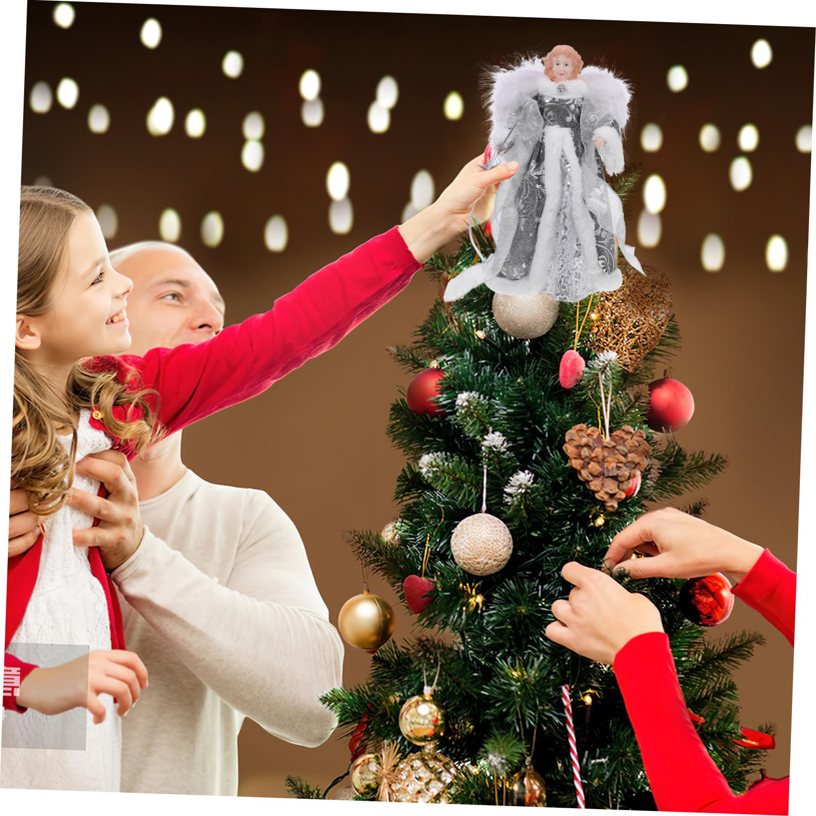 Homoyoyo Weihnachtsbaumspitze Engel Klein Engelfigur Weihnachtsskulptur Tischdekoration Heimdekoration Weihnachtsstatue Engelsfigur