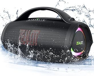 Zealot S98 Bluetooth Speaker, 160W RMS, IPX6 Waterproof, 36000mAh Power Bank, Wireless Stereo Pairing, Black, Minimalist Style, Wireless Speaker