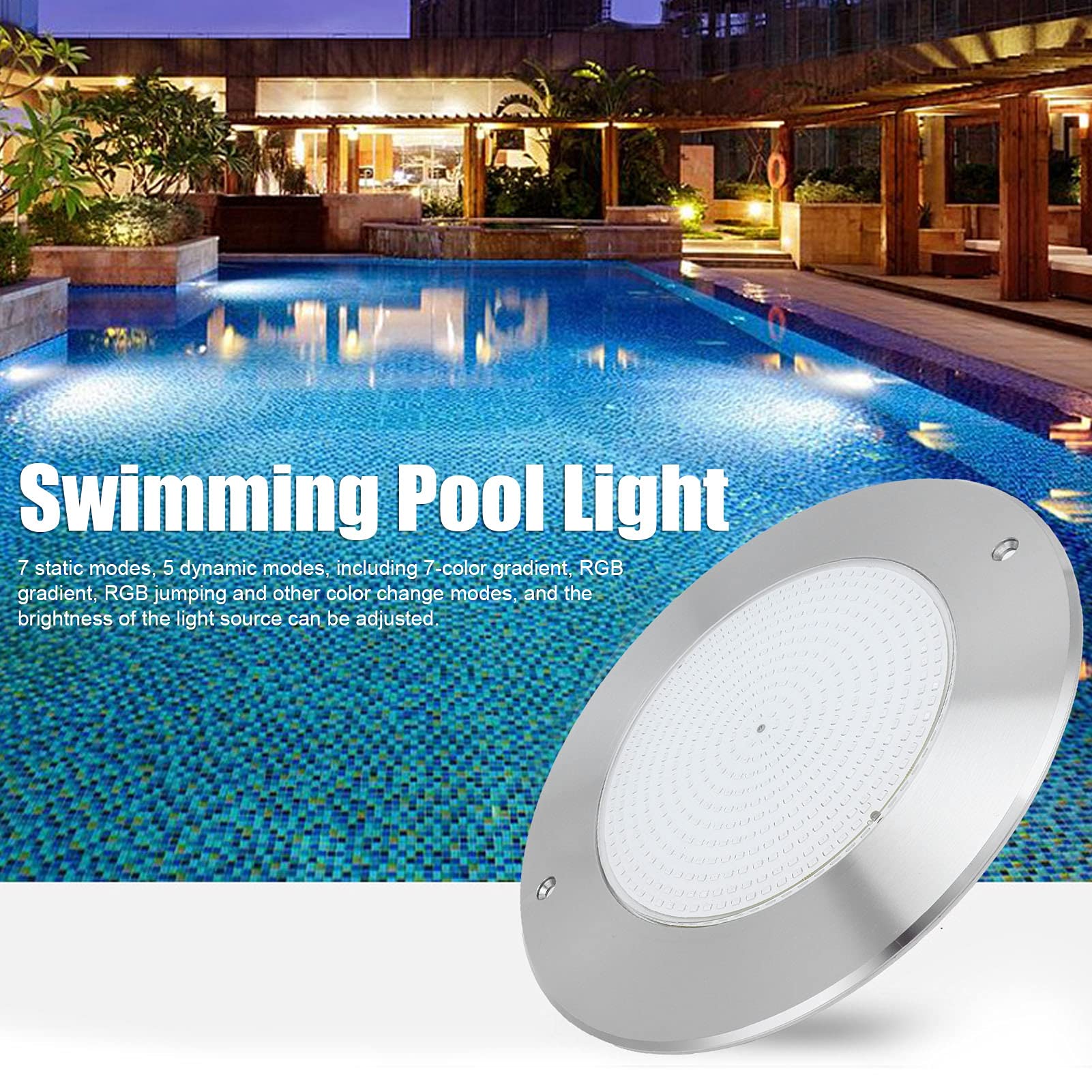 Akozon IP68-LED-Unterwasserleuchte, 25 W, Bunte Wand-Schwimmbadleuchte mit Steuerung, IP68-LED-Unterwasserleuchte