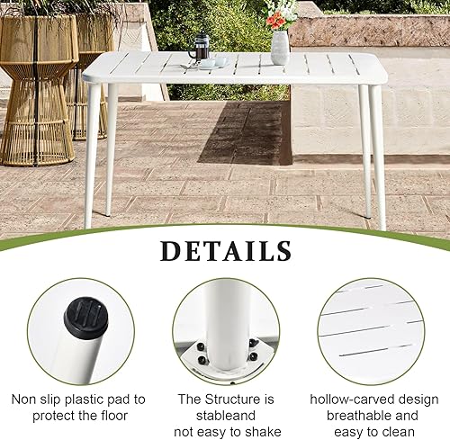 Miniatura 4 de Mesa de comedor moderna rectangular de metal para 6 personas para exteriores e interiores, hogar, cafetería, bar, oficina, computadora, escritorio,