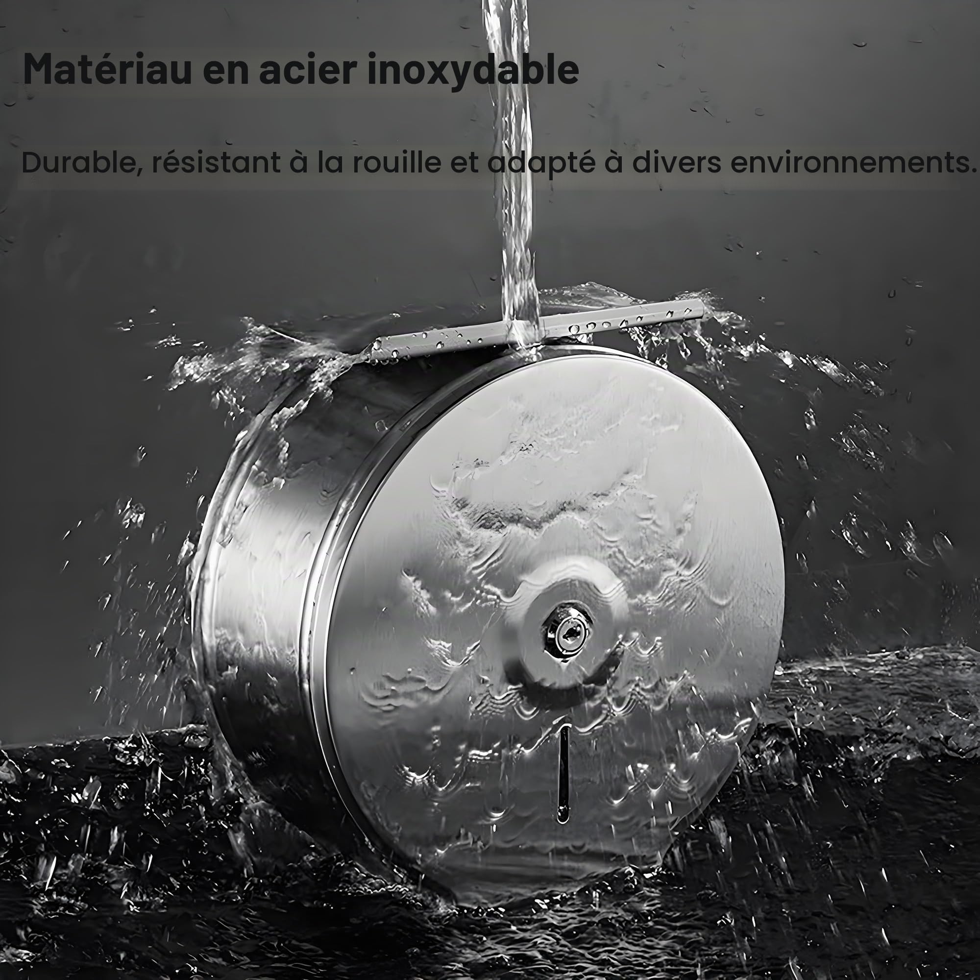 NICEME Distributeur de Serviettes en Acier Inoxydable verrouillable - Porte-Papier Toilette Professionnels - Diamètre 255mm Broche 40mm - Argenté