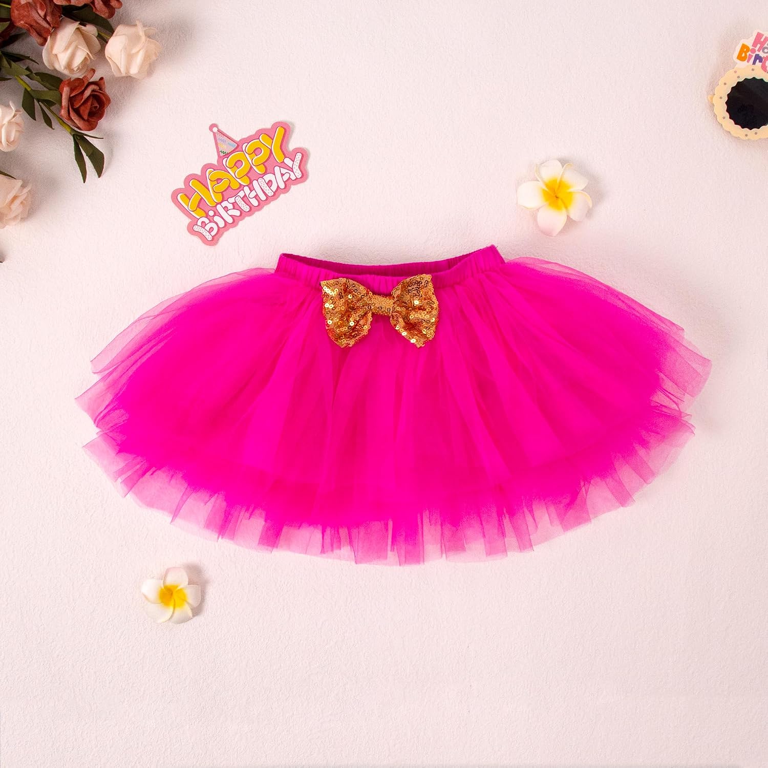 3-9M Baby Girls Half Year Old Birthday Outfit Half Romper Tutu Skirt with Headband