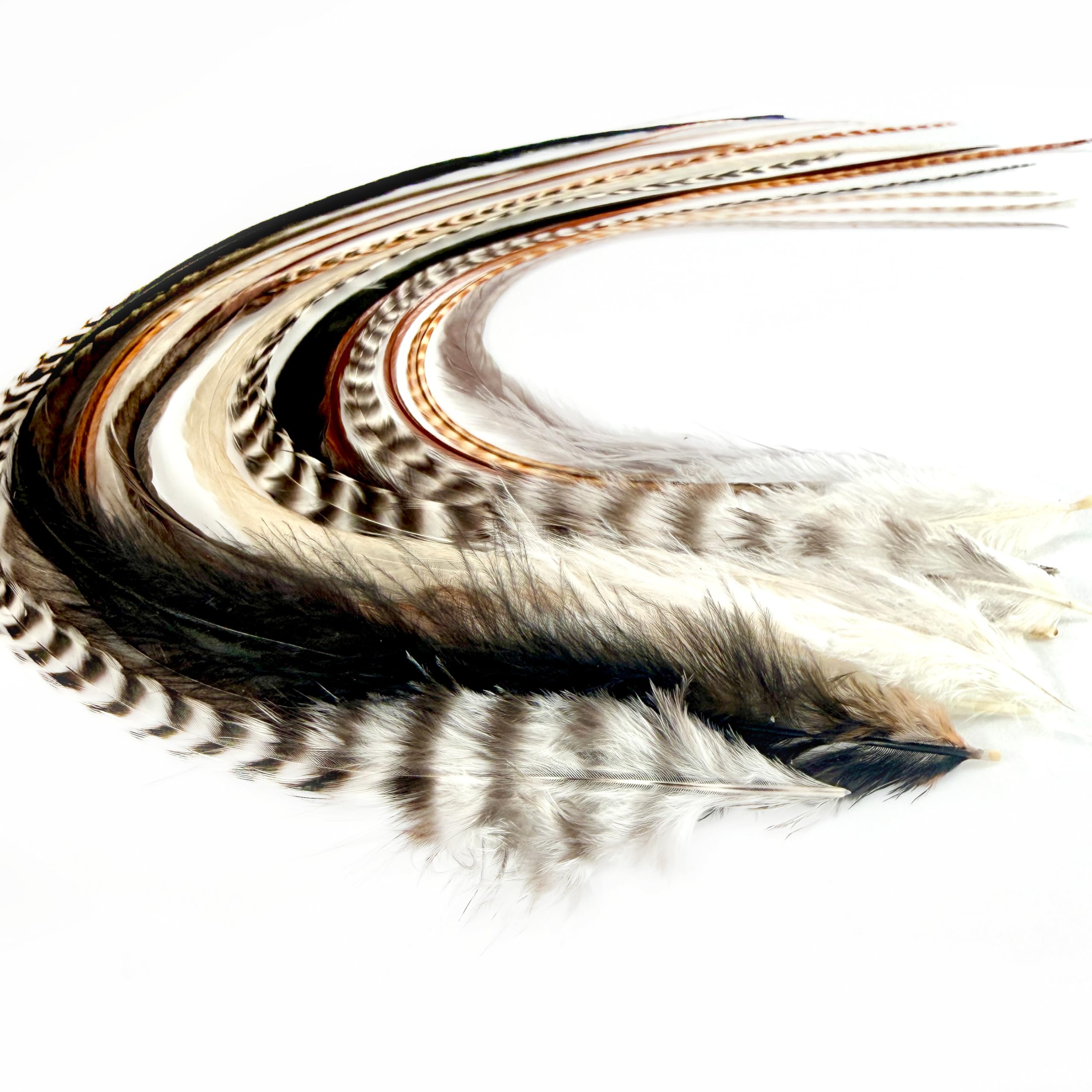 Feather Headz Haarfedern in 15 Farben, 17,8 cm - 30,5 cm lang, Haarverlängerung, Feder-Diy-Set, auffälliges Design, 20 Micro-Link-Perlen, 100 % Hahnenfedern