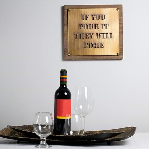 Miniatura 4 de Foreside Home & Garden - Letrero de pared de metal de madera de 12 x 12 pulgadas con texto en inglés "Pour It It They Will Come", 9
