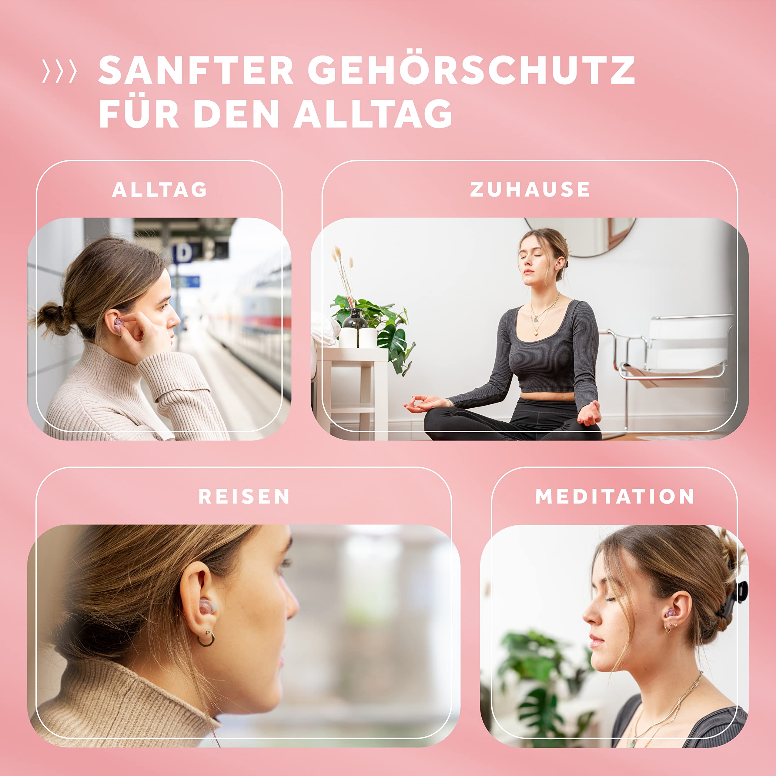 SCHALLWERK ® Women+ Gehörschutz Ohrstöpsel – dämpfen Lärm & erhalten Tonqualität – Gehörschutzstöpsel, Ohrstöpsel Konzert, Ohrenschutz - Earplugs geeignet für Musik, Festival, Arbeit & Lernen