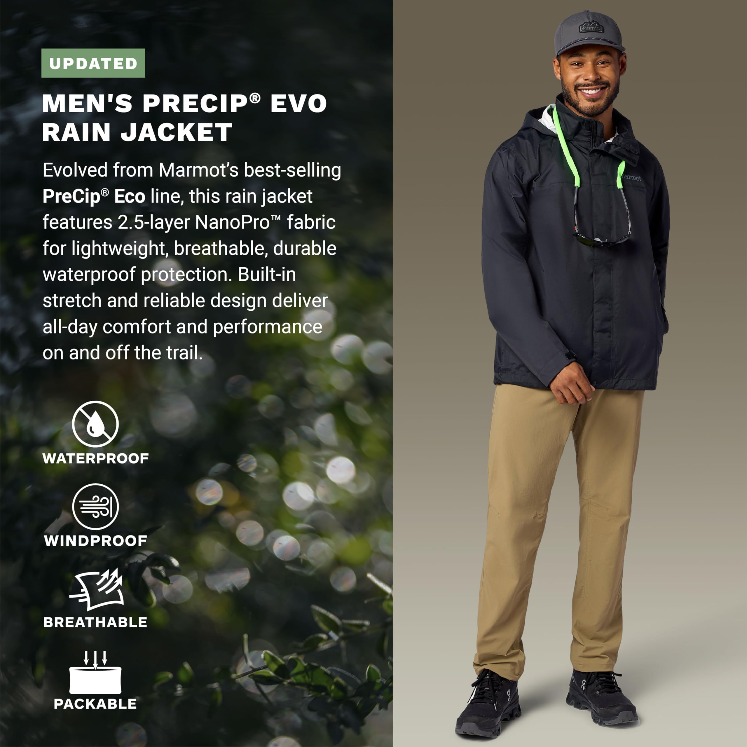Marmot Precip Evo Jacket Giacca impermeabile leggera con cappuccio, antivento, traspirante, ideale per escursioni e ciclismo Uomo (Pacco da 1)