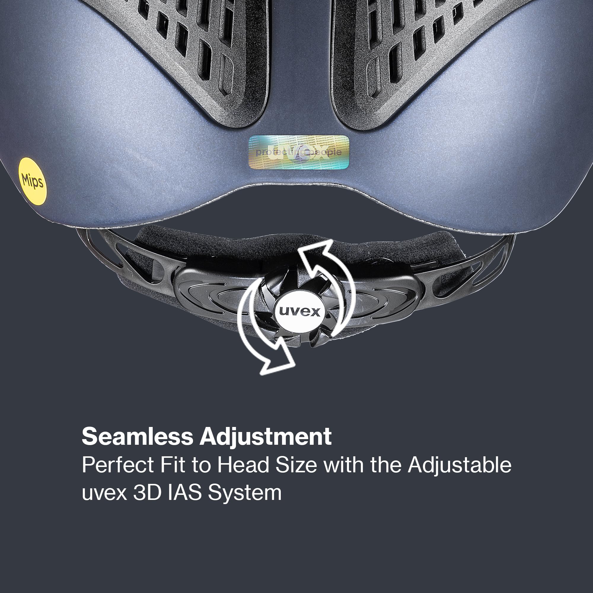 uvex exxential III MIPS - Lekki kask jeździecki unisex - indywidualna regulacja rozmiaru - granatowa mata M-L