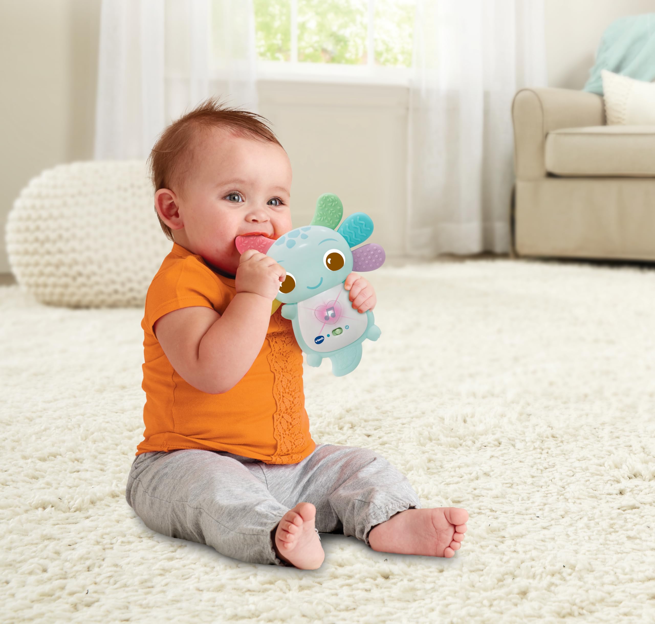 VTech Baby Rainbow Colours Axolotl Teether, Interactive Sensory Toy with Lights & Melodies, Tactile Stimulation - Image 2