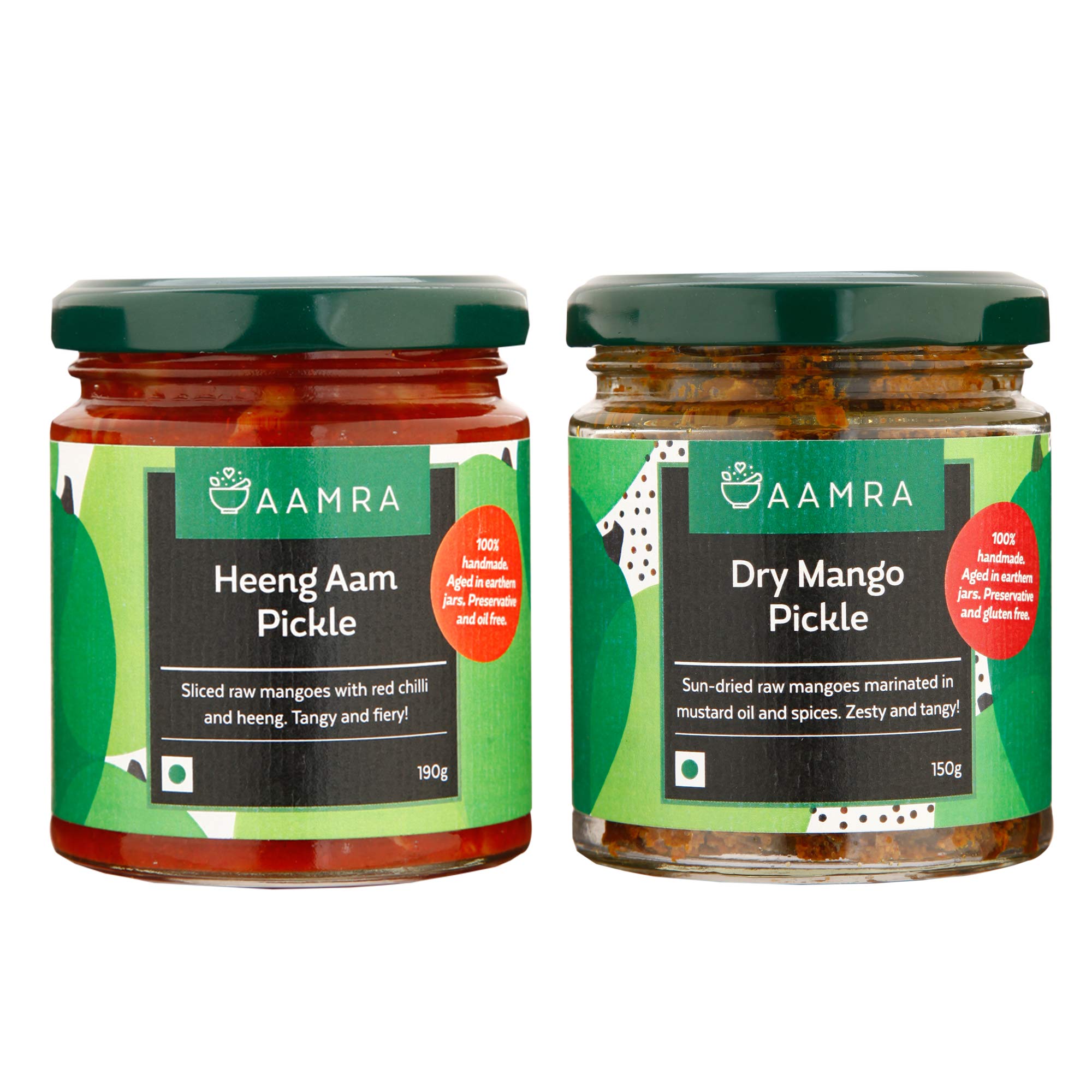 Aamra Homemade Traditional Heeng Aam (190gm) and Dry Mango (150gm) Combo of 2 Pickles