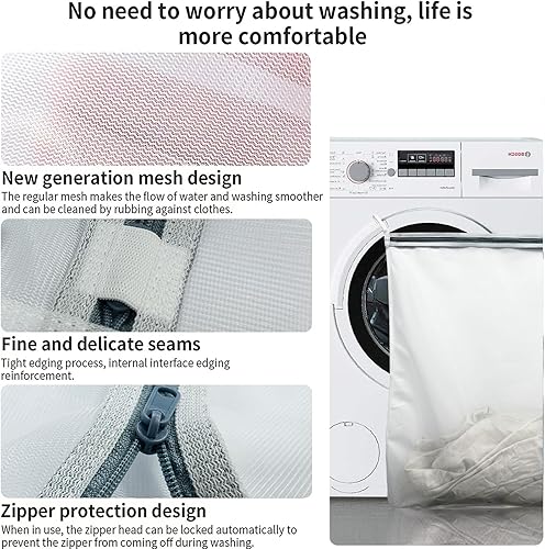 Miniatura 7 de Promeed Bolsa de lavandería de malla reutilizable para delicados bolsa de lavado de tamaño grande para funda de almohada de seda de morera sábana