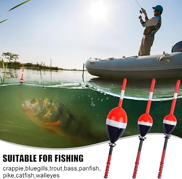 SILANON Wood Slip Bobbers Fishing Floats and Bobbers Spring Oval Stick Slip Floats for Crappie Catfish Trout Panfish Walleyes Fishing 5/10pcs
