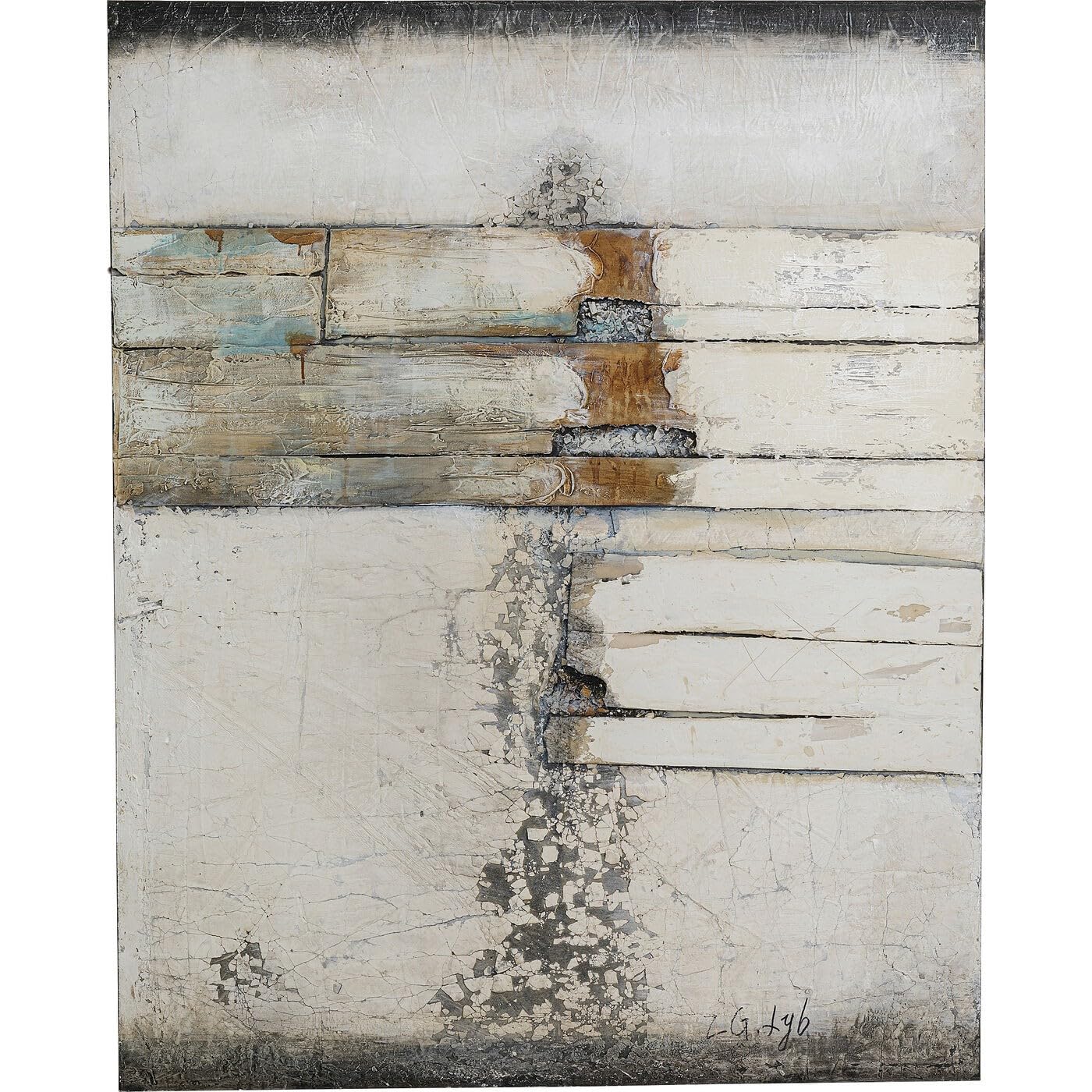 Kare Oil Painting Abstract Gray Line Two 150x120cm, Grey