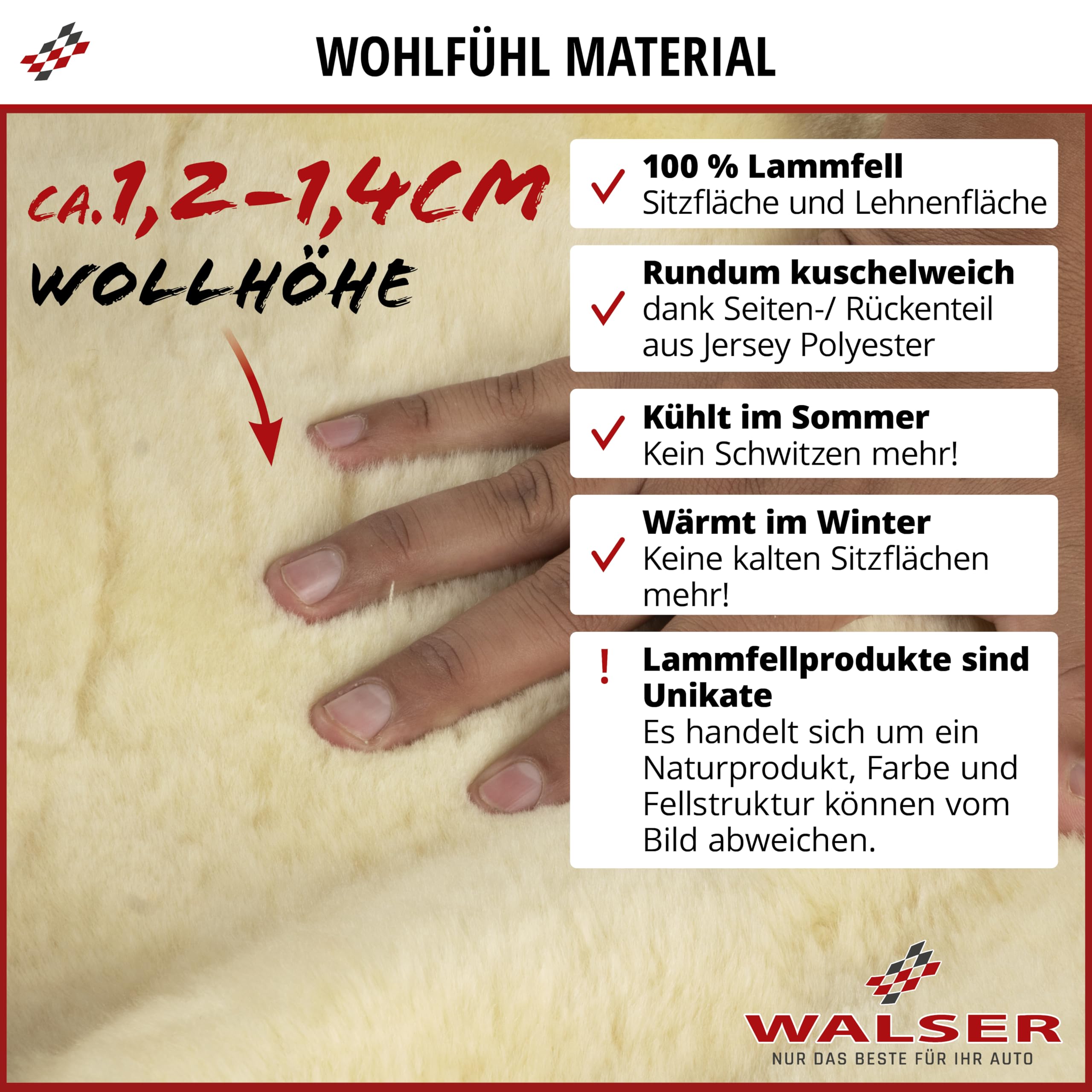 Walser Autositzbezug Lammfell, Lammfellbezug Auto, Lammfellschonbezug, Autoschonbezug echt Lammfell, Sitzbezug Lammfell schwarz
