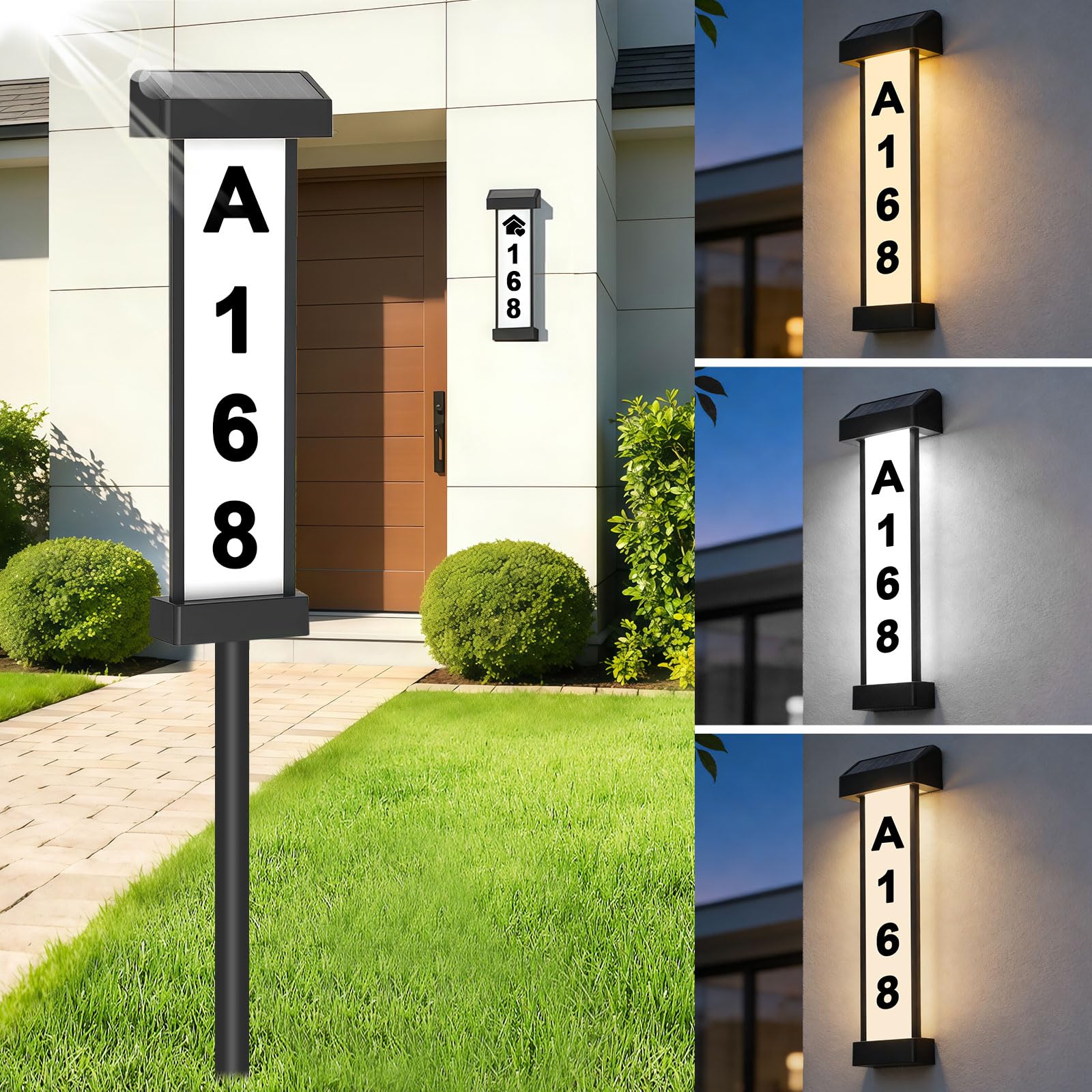 Photo 1 of Lacasa Solar Address Sign, Dual-Sided Lighted House Numbers for Outside