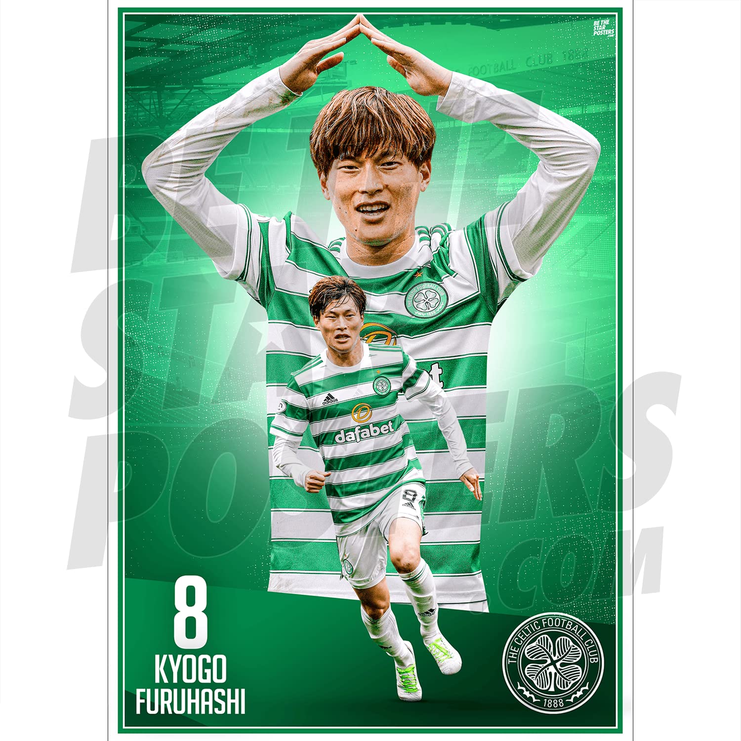 Be The Star Posters Celtic FC Kyogo Action 21/22 Poster A3 Produit