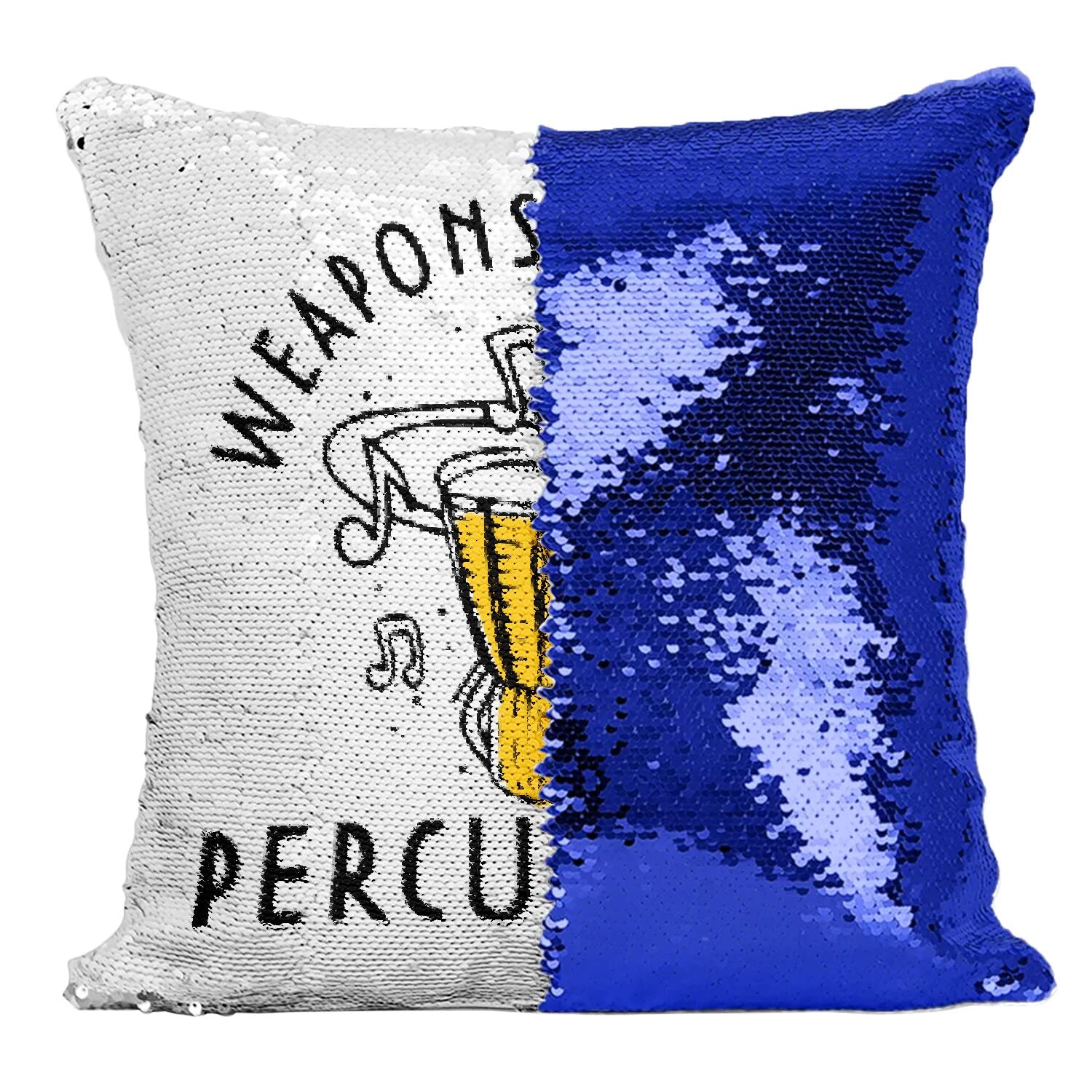 Housse Coussin Sequin Bleu Djembe pour Salon de Musicien Rythme Déco