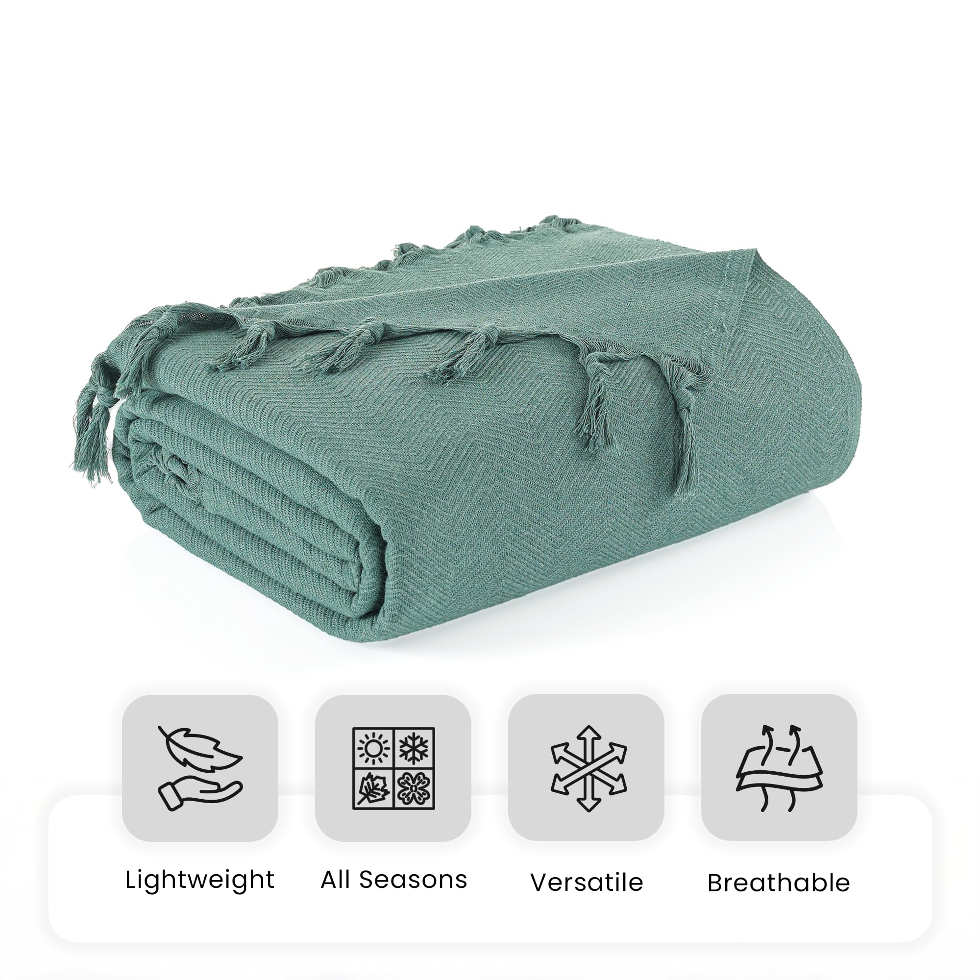 Milam London Large Sofa Throw, Green, 180 x 300 cm - Image 2