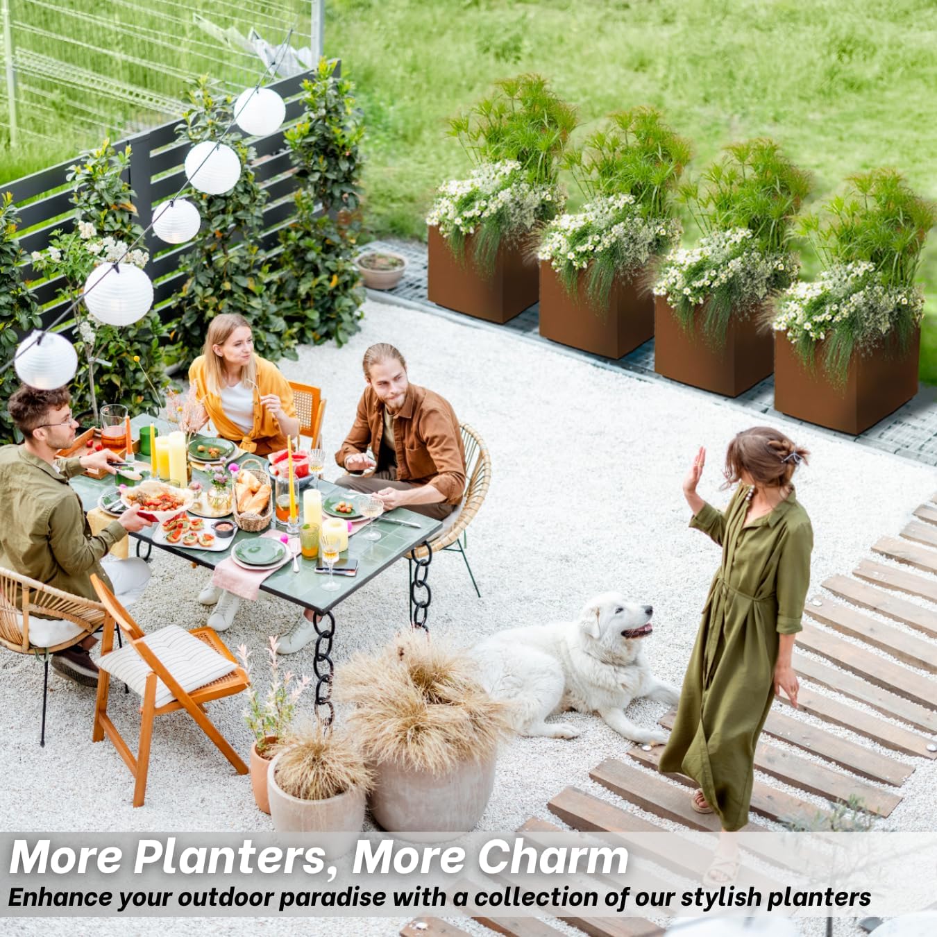 Corten Steel Planter Cube Square for Outdoor - Metal Planter Box - 20x20x20 inch - Flower Pot for Garden, Front Door, Patio, Commercial, Farmhouse, Industrial - Cubic Plants Container