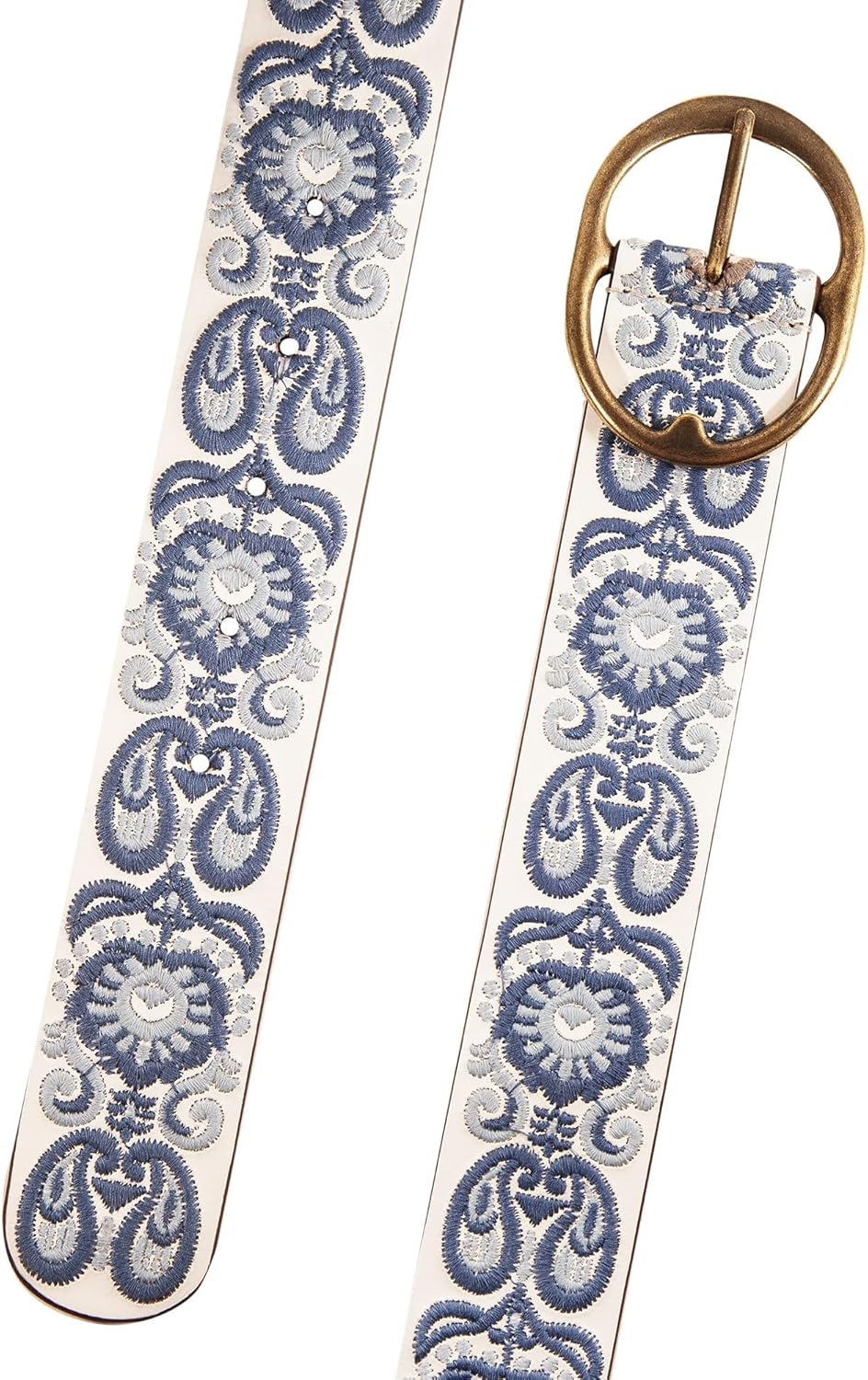 Lucky Brand Women's Embroidered Leather Belt | Stylish | Classic | Western-Inspired | American Heritage | Jean | Pant