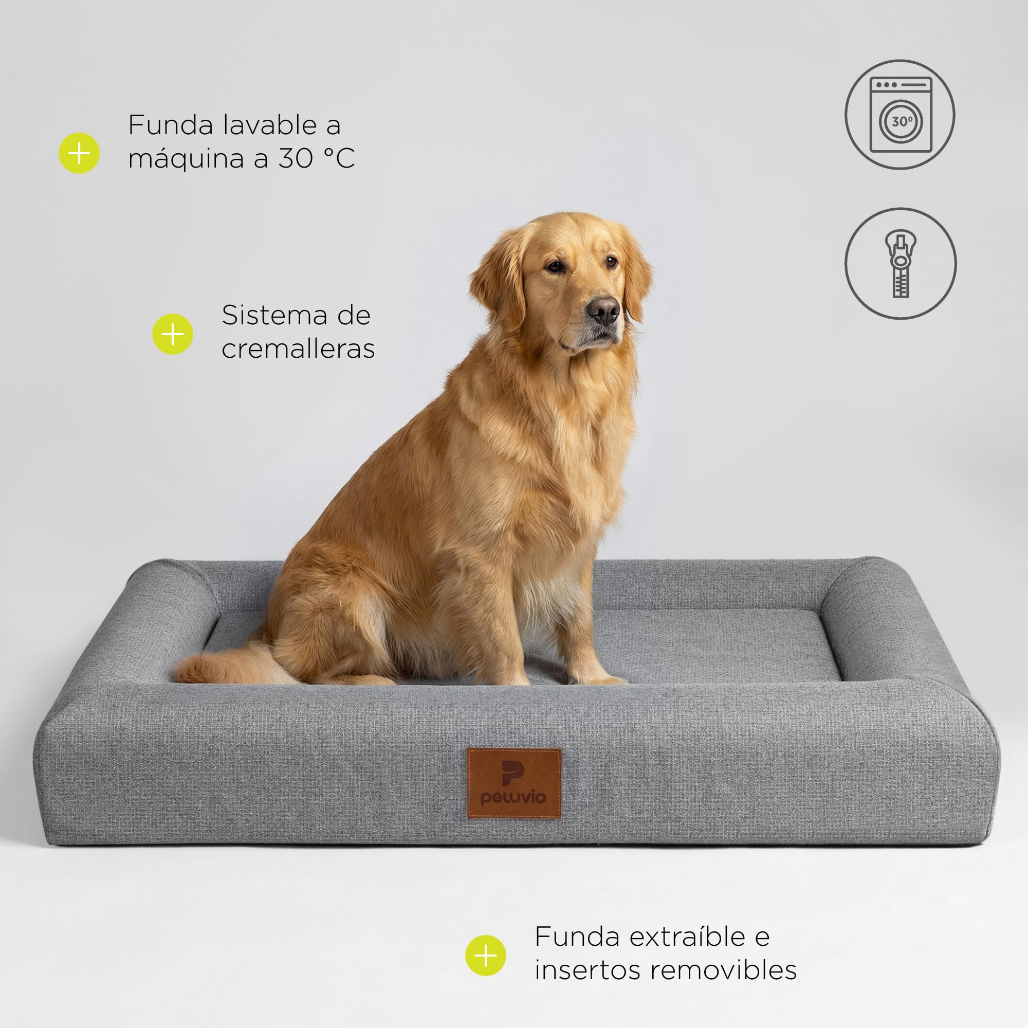 Kibi Cama para Perro Grande Cómoda Viscoelástica Colchoneta sin Bordes con Espuma T18 y 2 cm de Viscoelástica, Funda Extraíble Lavable a 30 C, Base Antideslizante, para Jaula, 80 x 60 x 15 cm