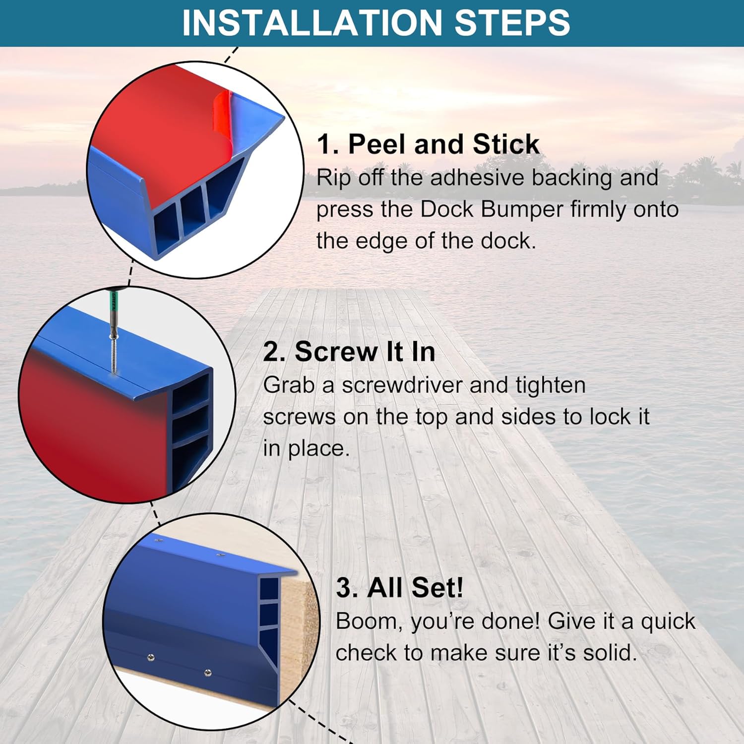 10-Pack Full Face Dock Bumpers, Heavy-Duty Marine Fender Set, Rub Rail & Piling Protection for Boats/Piers