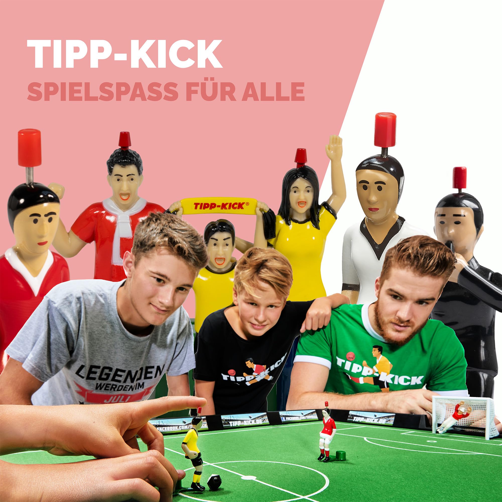 TIPP-KICK Spiel Retro Edition Tischfußball-Set - Nostalgisches Fußball-Spiel im 50er Design mit Spielern, Torwarten, Metall-Toren, Bällen und Spielfeld aus Filz, Geschenkidee für Fans