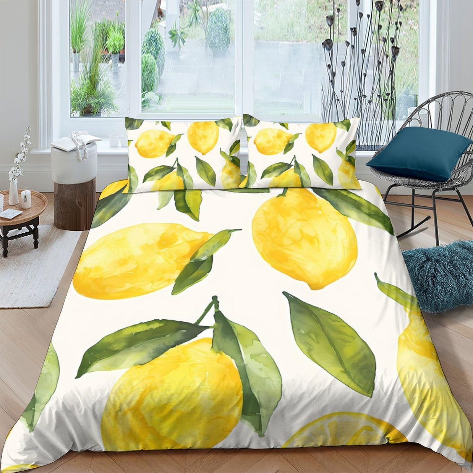 Ctjqhvkz Style-10 3D Printed Lemon Fruit Fitted Sheet Microfiber Soft Breathable Summer Botanical Mattress Cover For Bedroom Guest Room Decor Single（135X200cm）