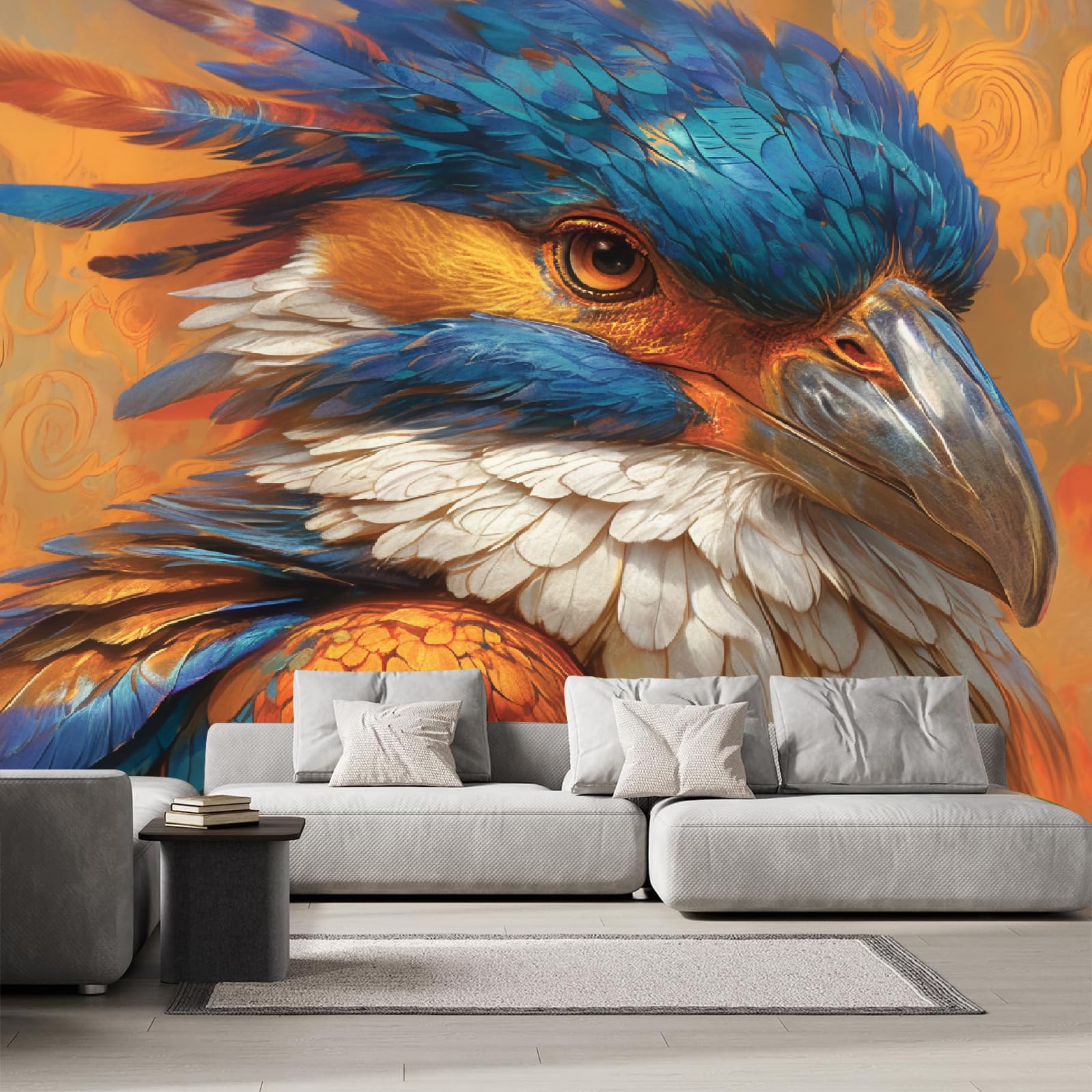 Papier Peint Panoramique Oiseau Peinture Art Tapisserie Premium 300x230