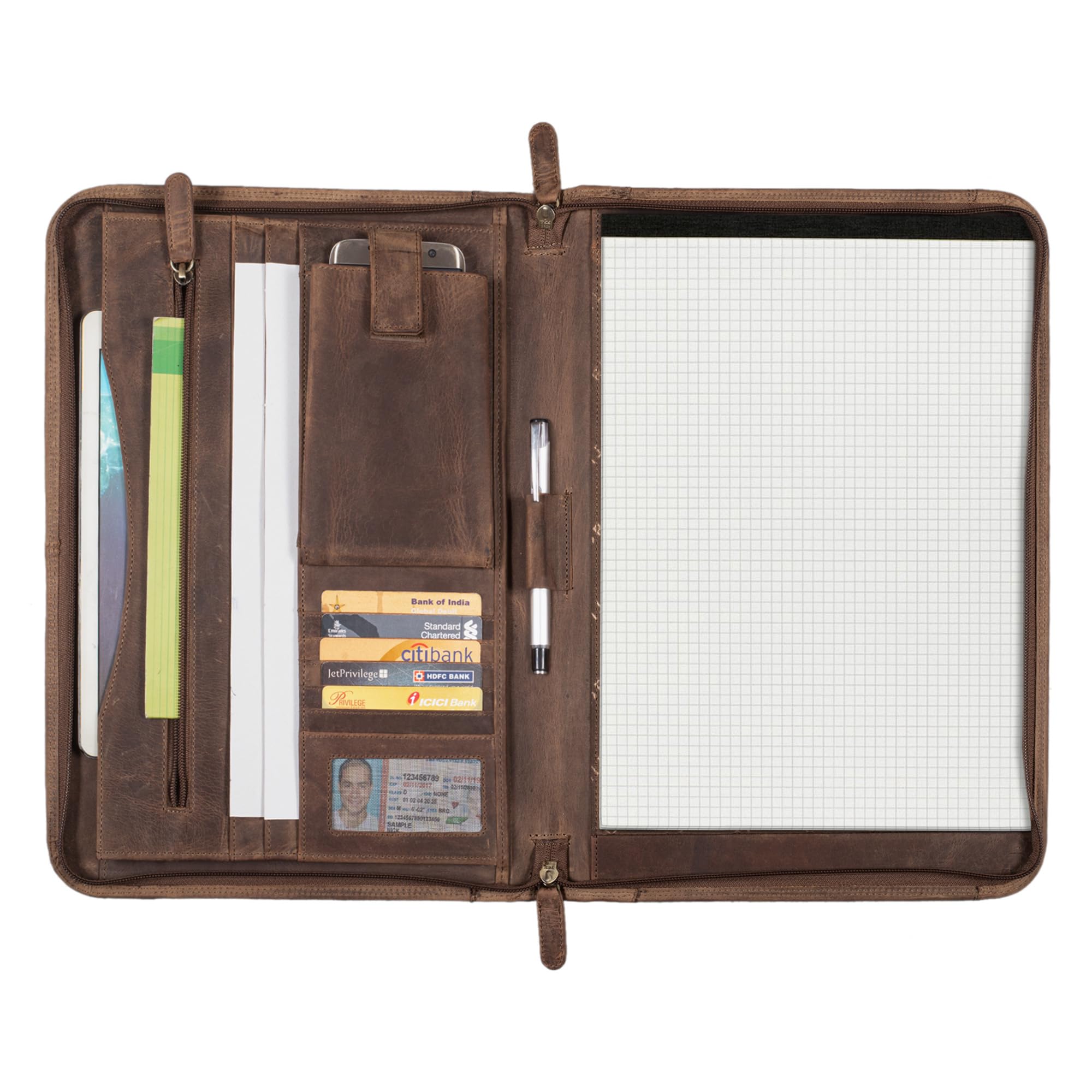 STILORD Elton Conférencier A4 Cuir Véritable Vintage Porte-Documents Housse pour MacBook 13,3 Pouces Marron