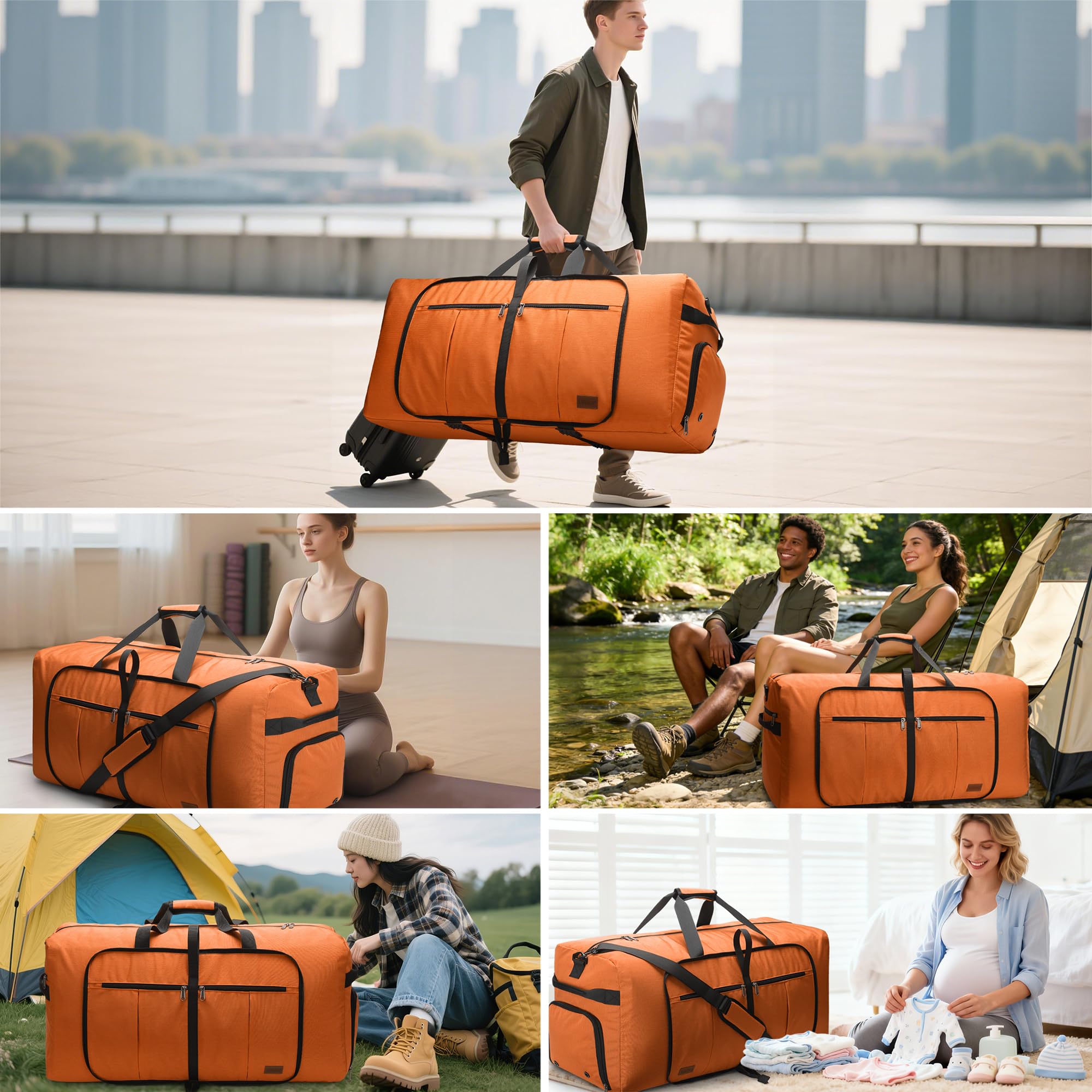 Urtala Reisetasche für Damen und Herren, groß, faltbar, Wochenendtasche mit Schuhfach und Schultergurt, leicht, wasserdicht, Gepäcktasche