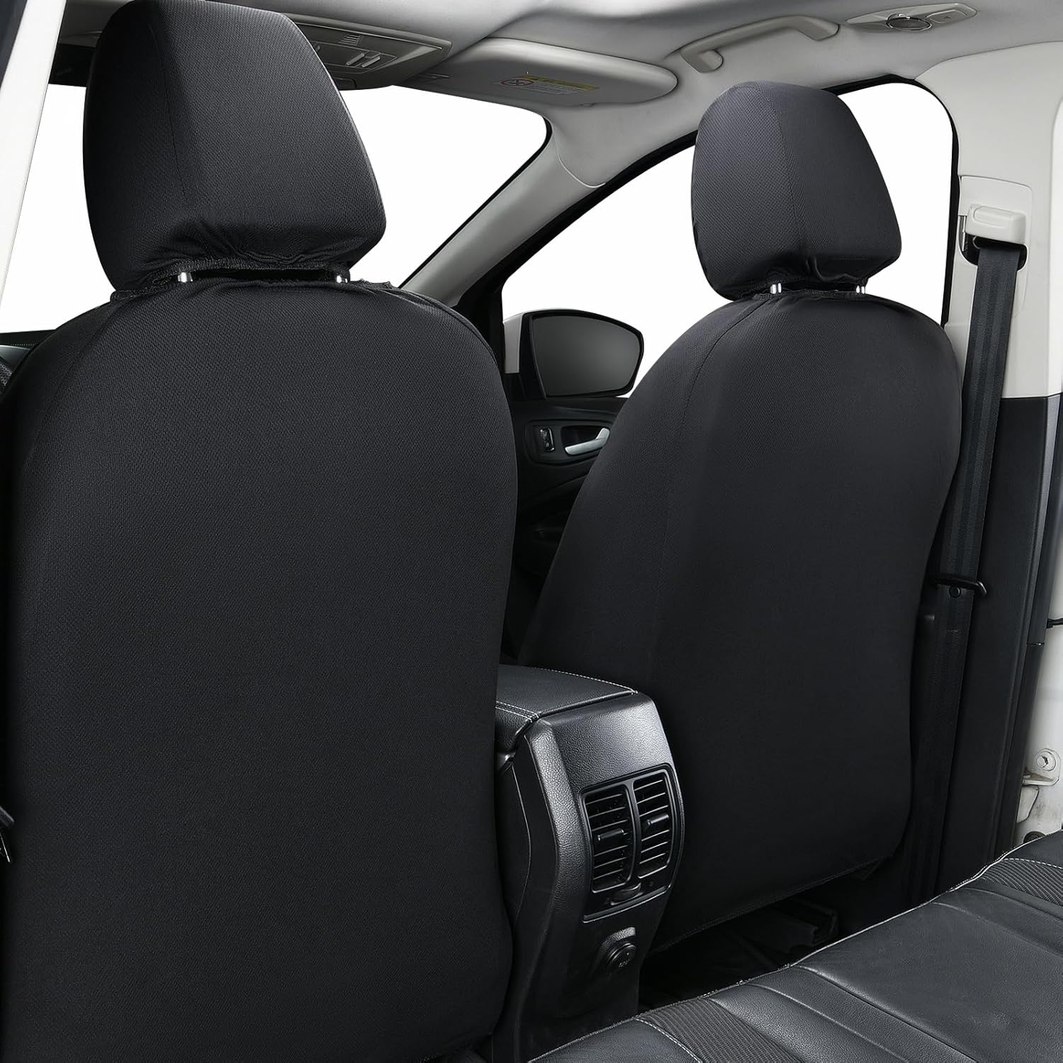 Flying Banner car seat Covers Faux Leather Waterproof Easy Clean Easy Installation (Leopard Gray Leather Black, 2 Fronts) - Image 4