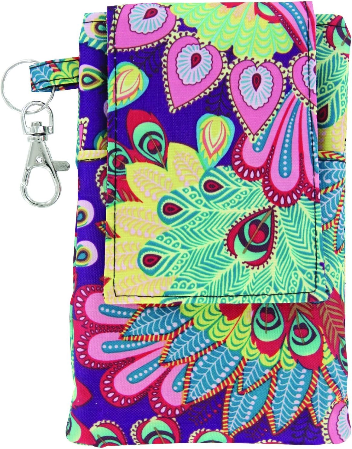 Cell Phone Purse with Clip, Peacock Collection by Olivia Moss (Purple/Pink)