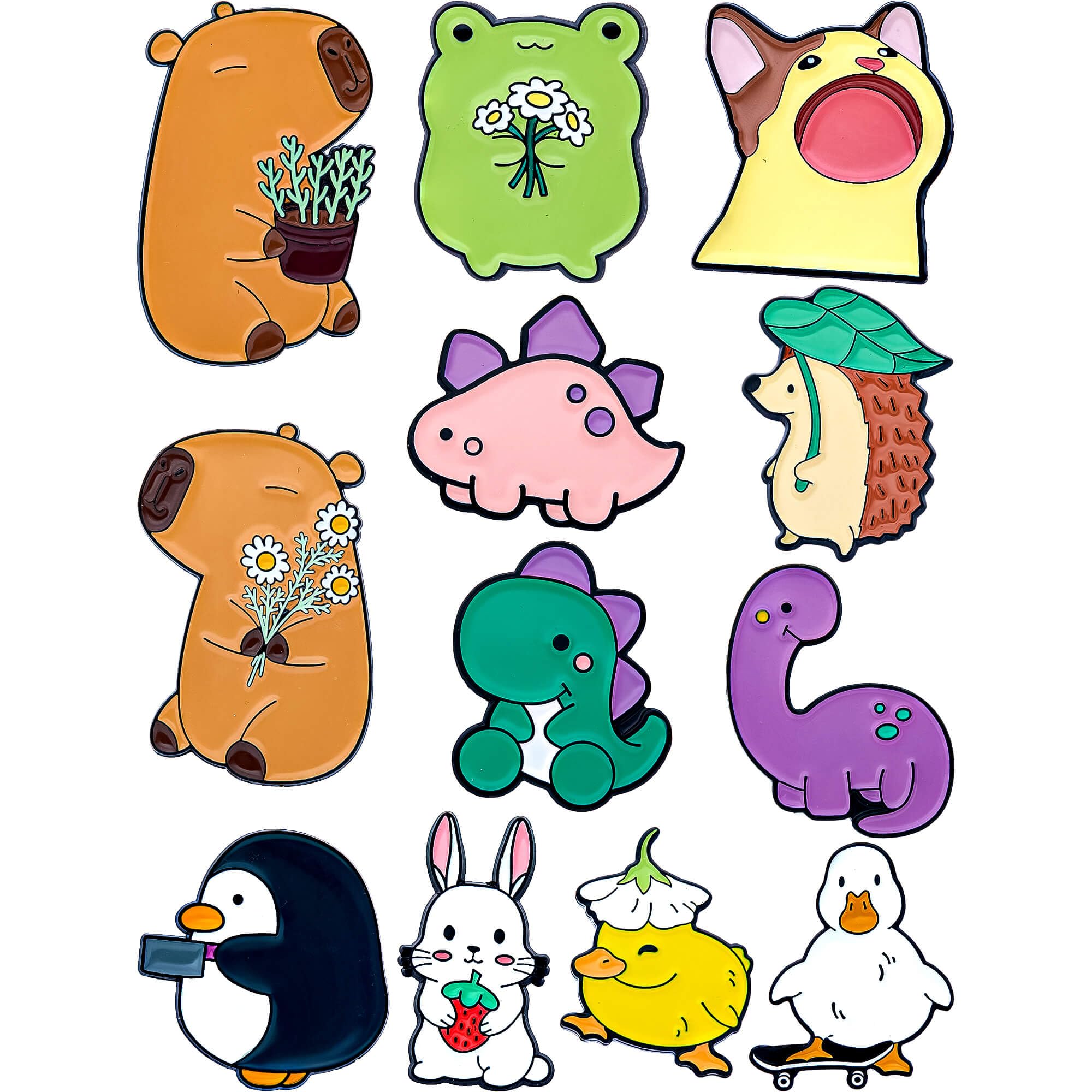 Anjulery 12-Piece Cute Animal Enamel Pins – Fun Animal Themed Pins for Backpacks, Jackets & Hats – Gift for Animal Lovers