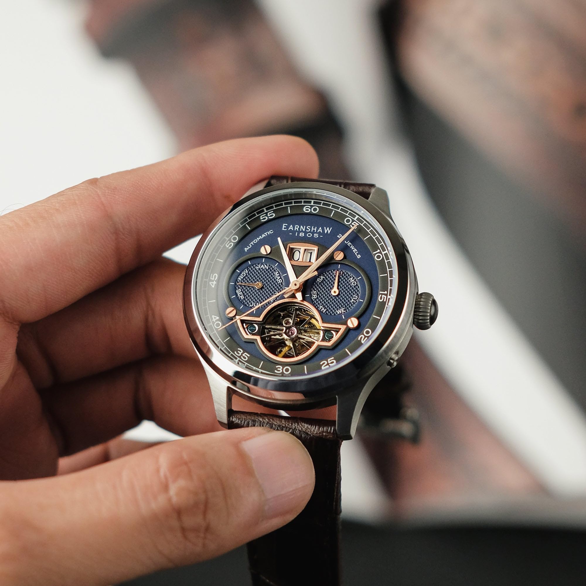 Earnshaw Orologio automatico ES-8187-02, blu, Moderno