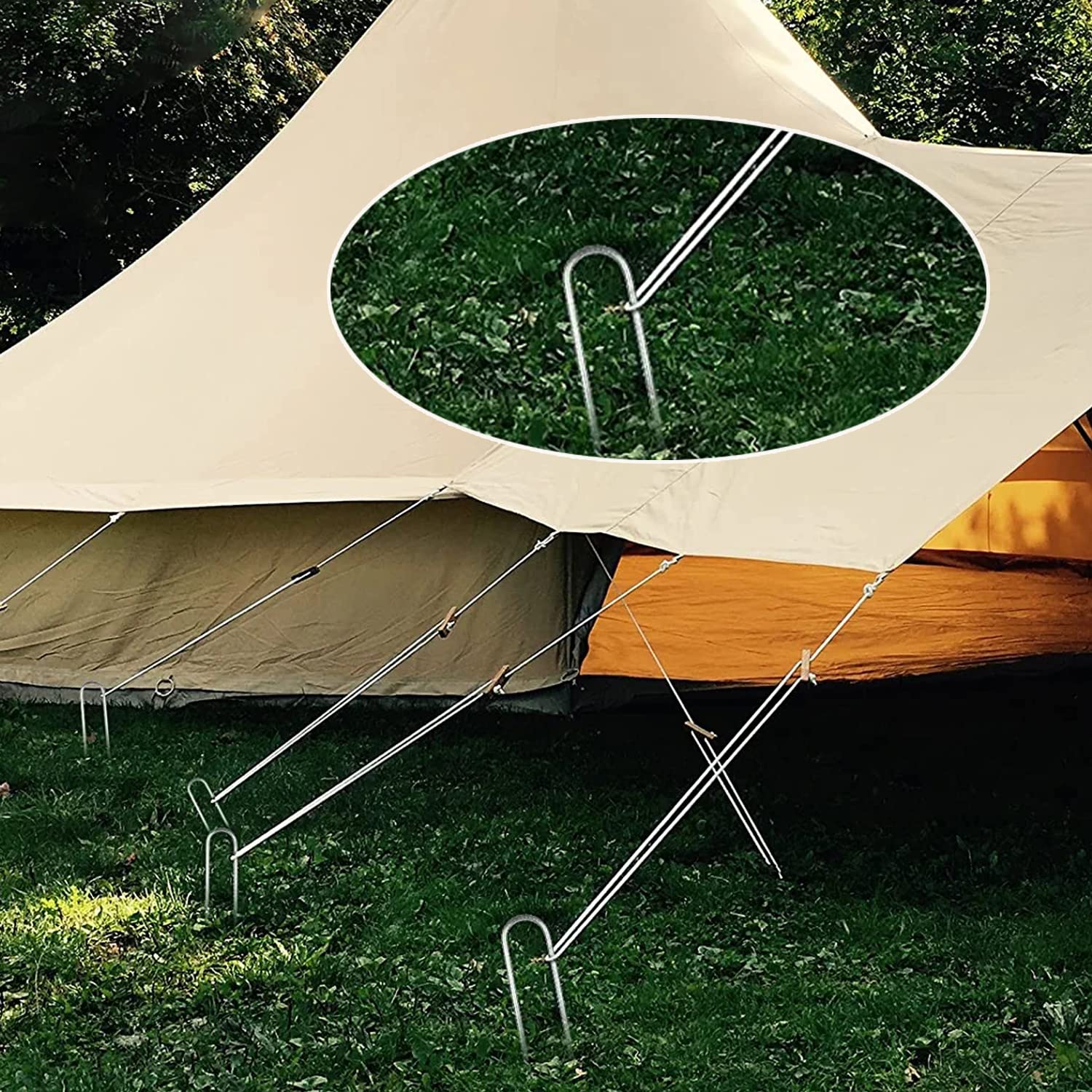 Bodenanker, Zeltheringe, 6 pcs Bodenanker Camping 30cm lang, Fester Zaun, Schaukel, Trampolin, Zelt, Fußballstange und andere Bodenanker, Zeltheringe, Erdnägel Camping, Erdanker Sport & Freizeit