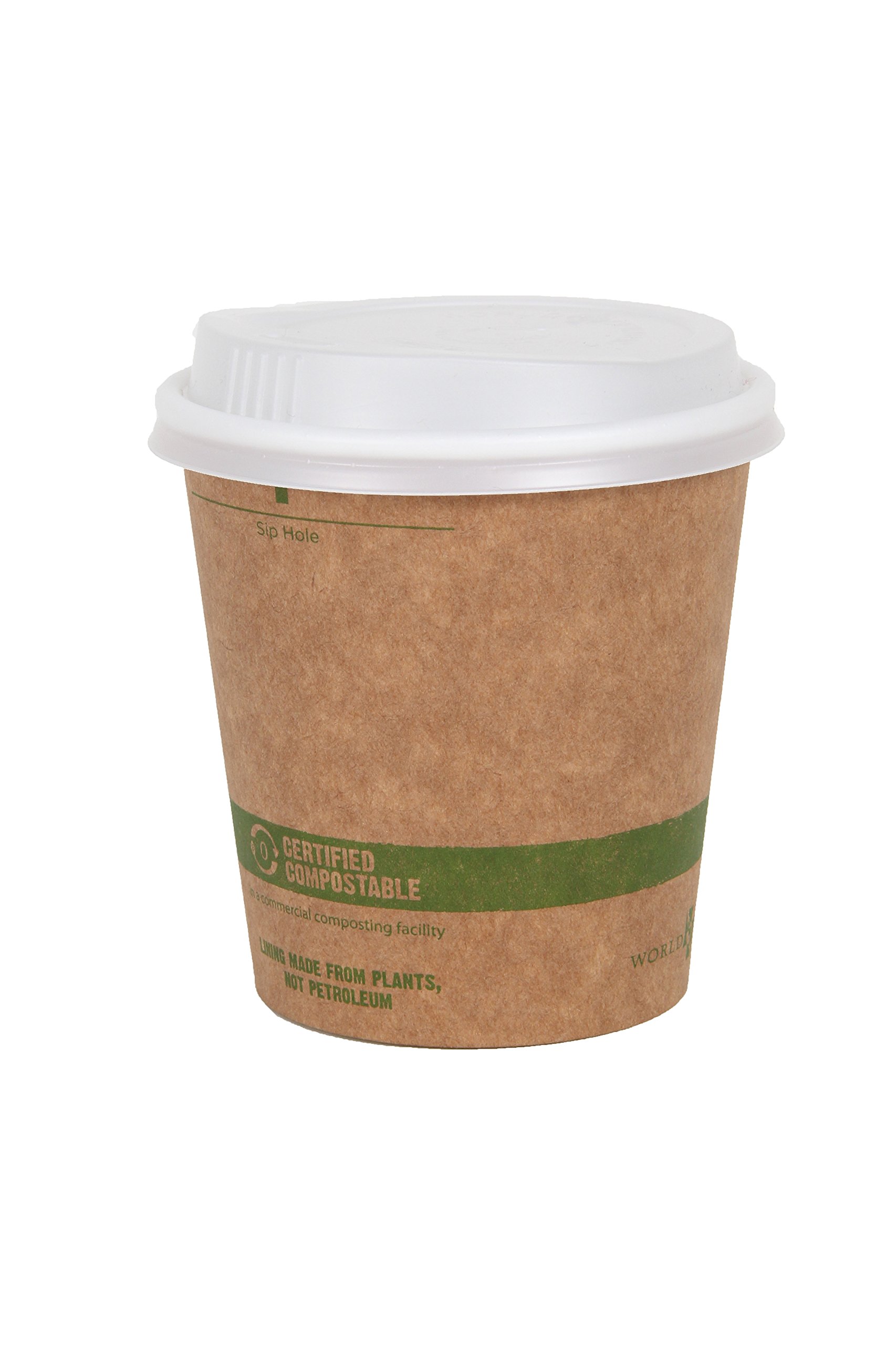 World Centric100% Biodegradable, 100% Compostable Paper PLA-Lined 12 Ounce Kraft Coffee Hot Cup and Lid Combo, 100 Pack