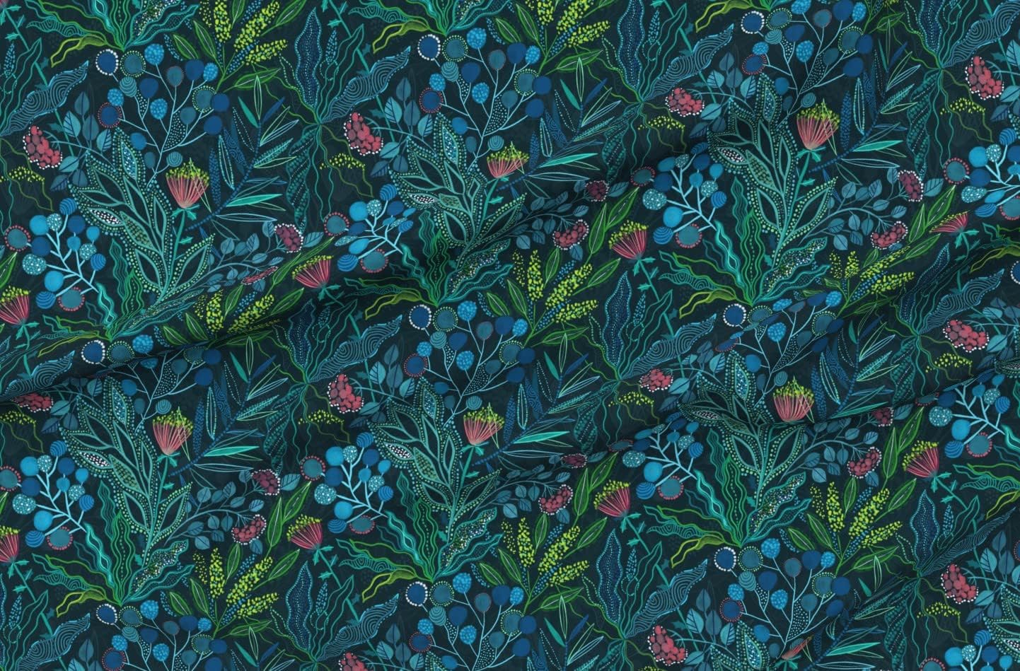 Spoonflower Fabric - Australian Flora Flowers Botany Botanical Summer Plants Eucalyptus Printed on Minky Fabric by The Yard - Sewing Baby Blankets Quilt Backing Plush